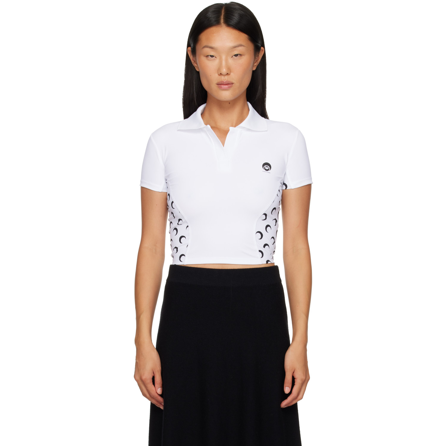 Marine Serre White Athleisure Short Sleeve Polo