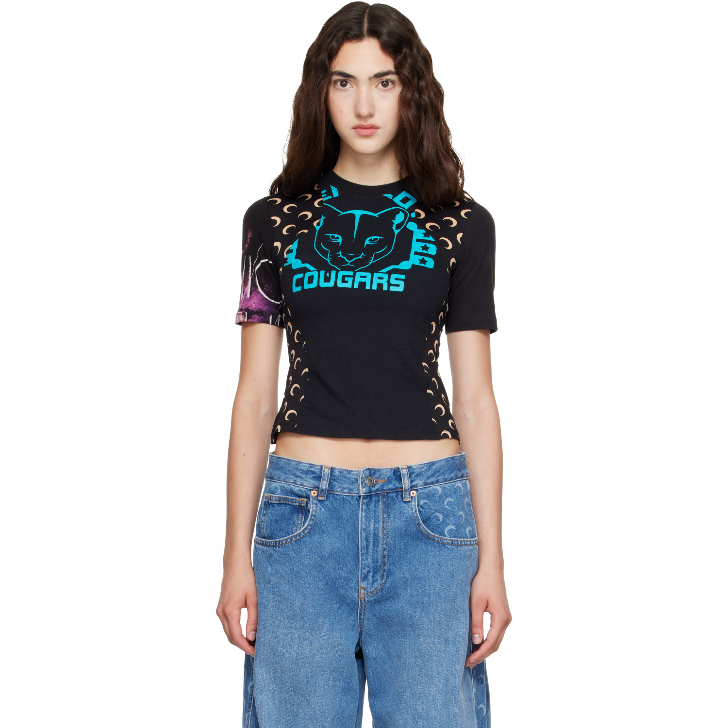Marine Serre Black Regenerated Graphic Jersey Baby Fit T-shirt