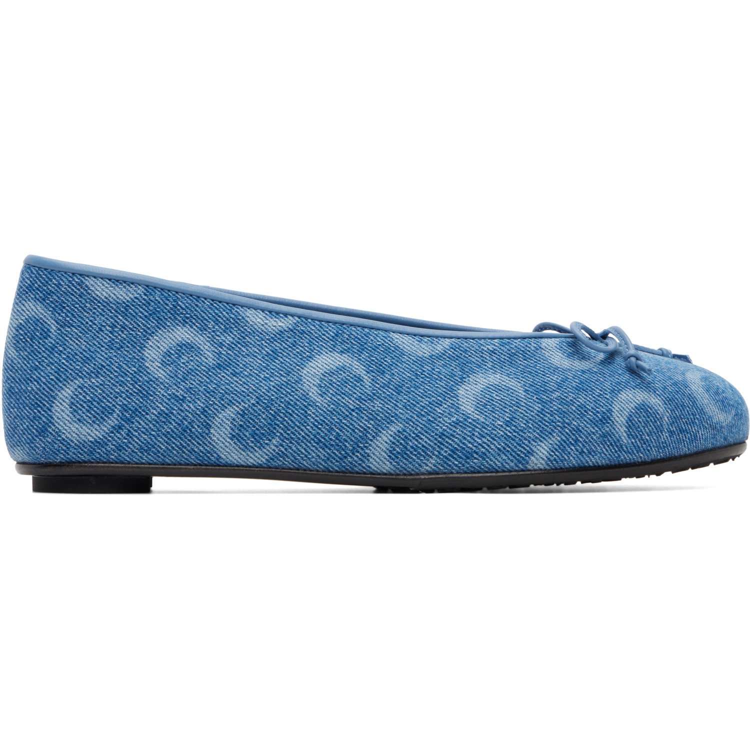 Marine Serre Blue Moonogram Denim Ballerina Flats