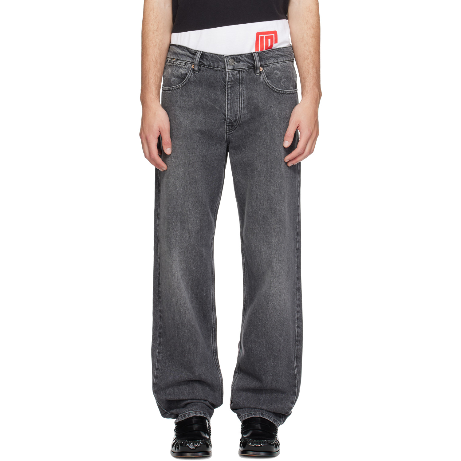 Marine Serre Gray Moon Laser Wash Straight Jeans