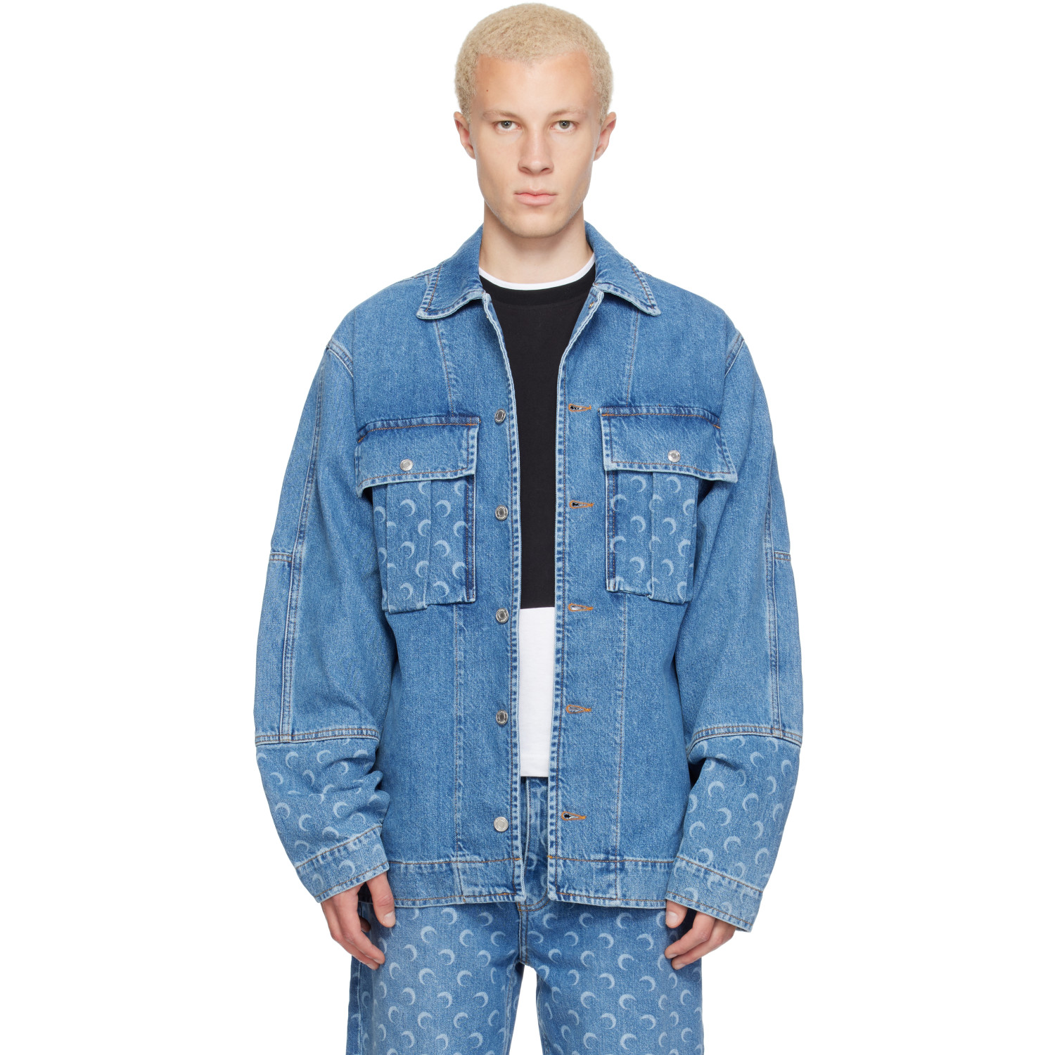 Marine Serre Blue Denim Trucker Jacket