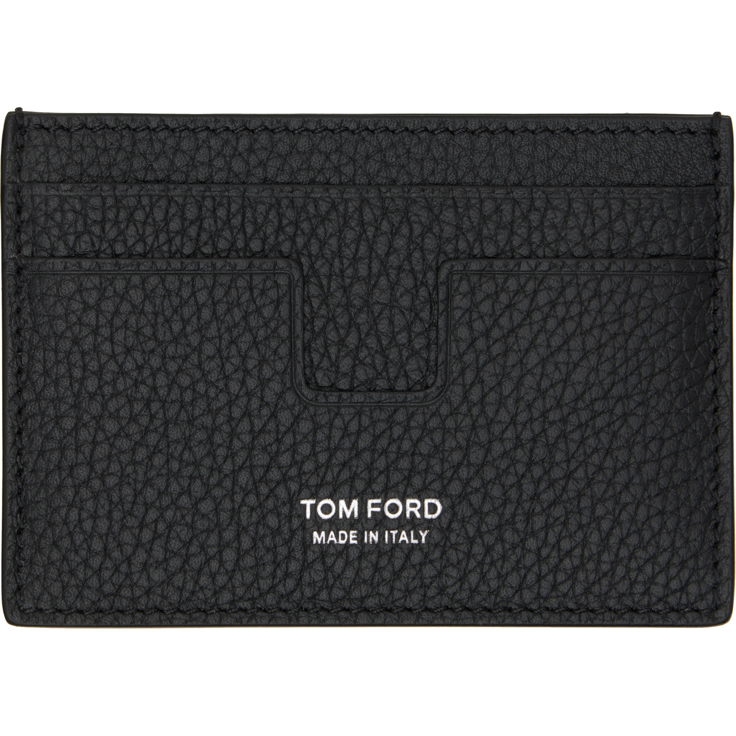 TOM FORD Black Soft Grain 'T Line' Money Clip Card Holder