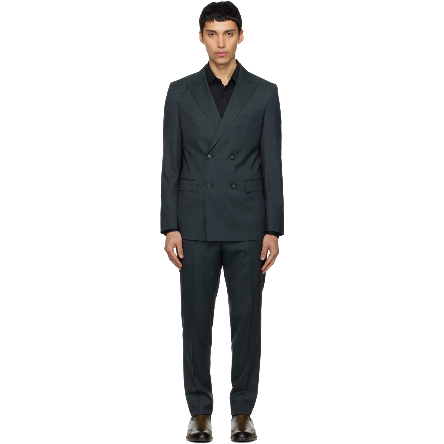 BOSS Gray Slim-Fit Virgin Wool Suit