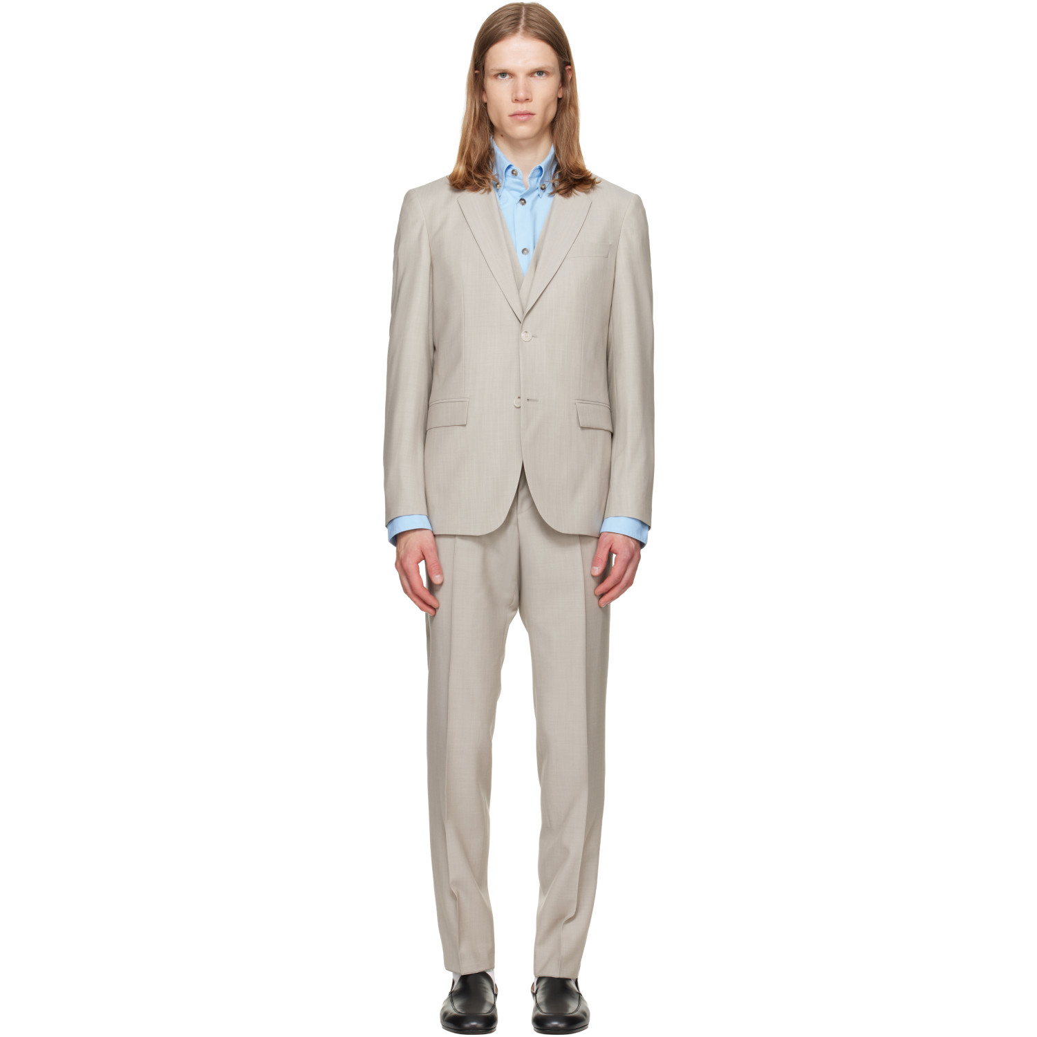 BOSS Gray Three-Piece Slim-Fit Suit