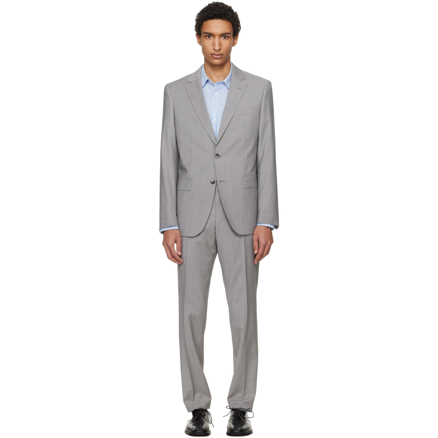 BOSS Gray Slim-Fit Virgin Wool Suit