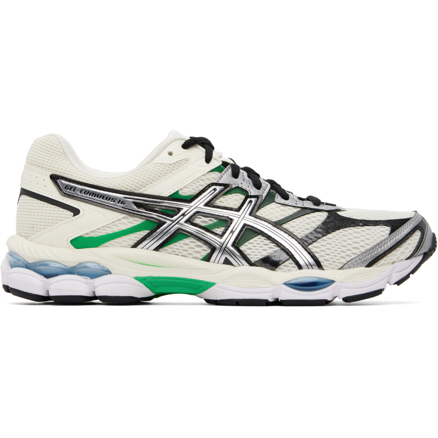 ASICS: ASICS Beige & Green Gel-Cumulus 16 Sneakers