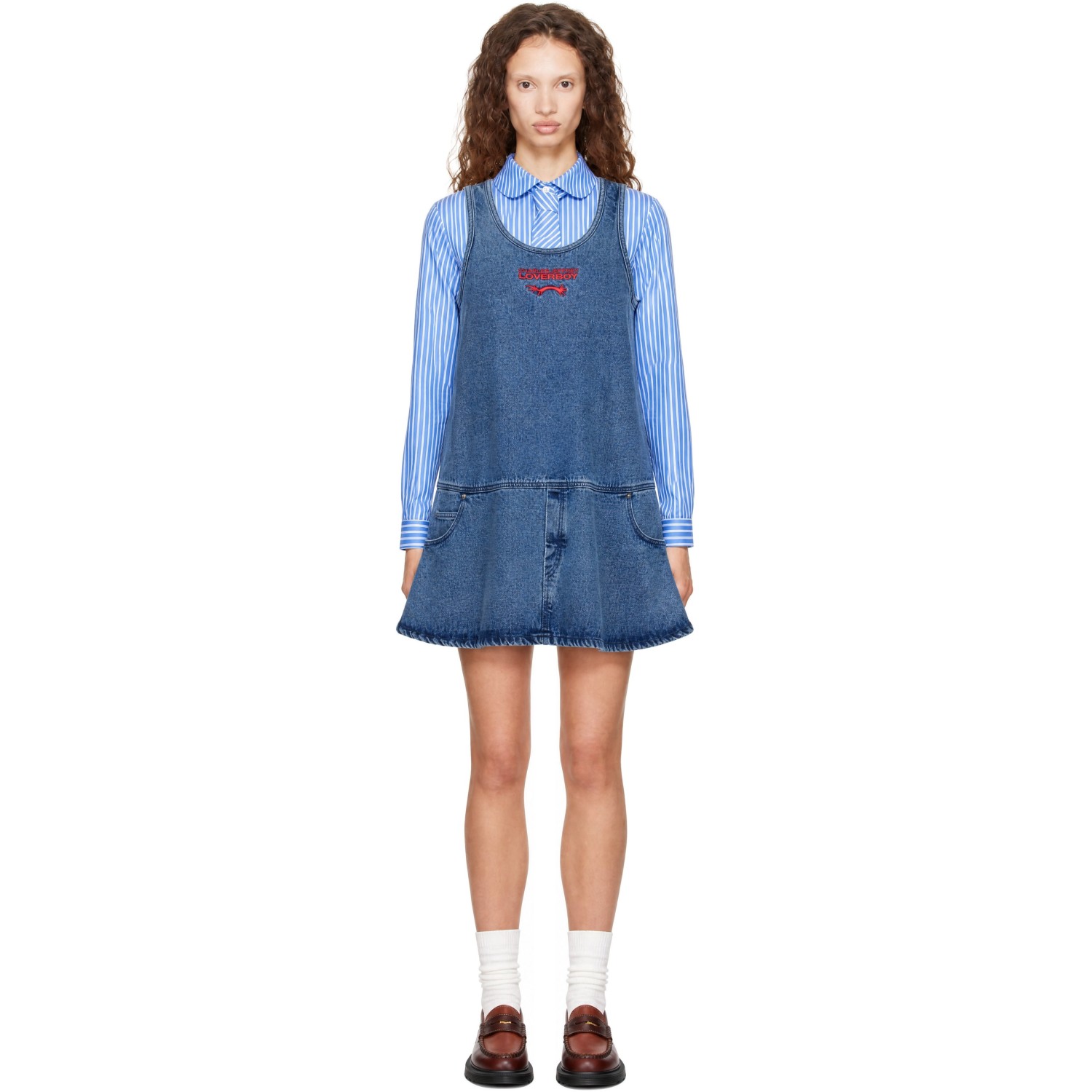 Charles Jeffrey LOVERBOY Blue Denim Vest Minidress
