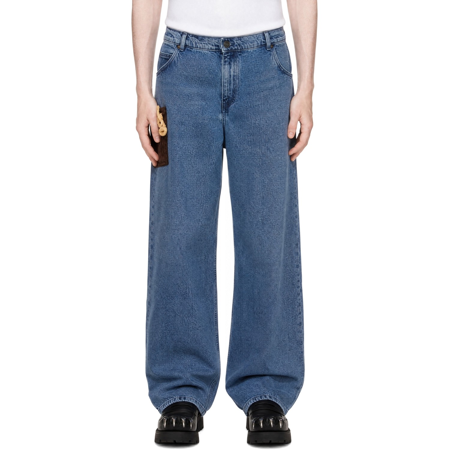 Charles Jeffrey LOVERBOY Blue Loose Fit Crochet Trumpet Jeans