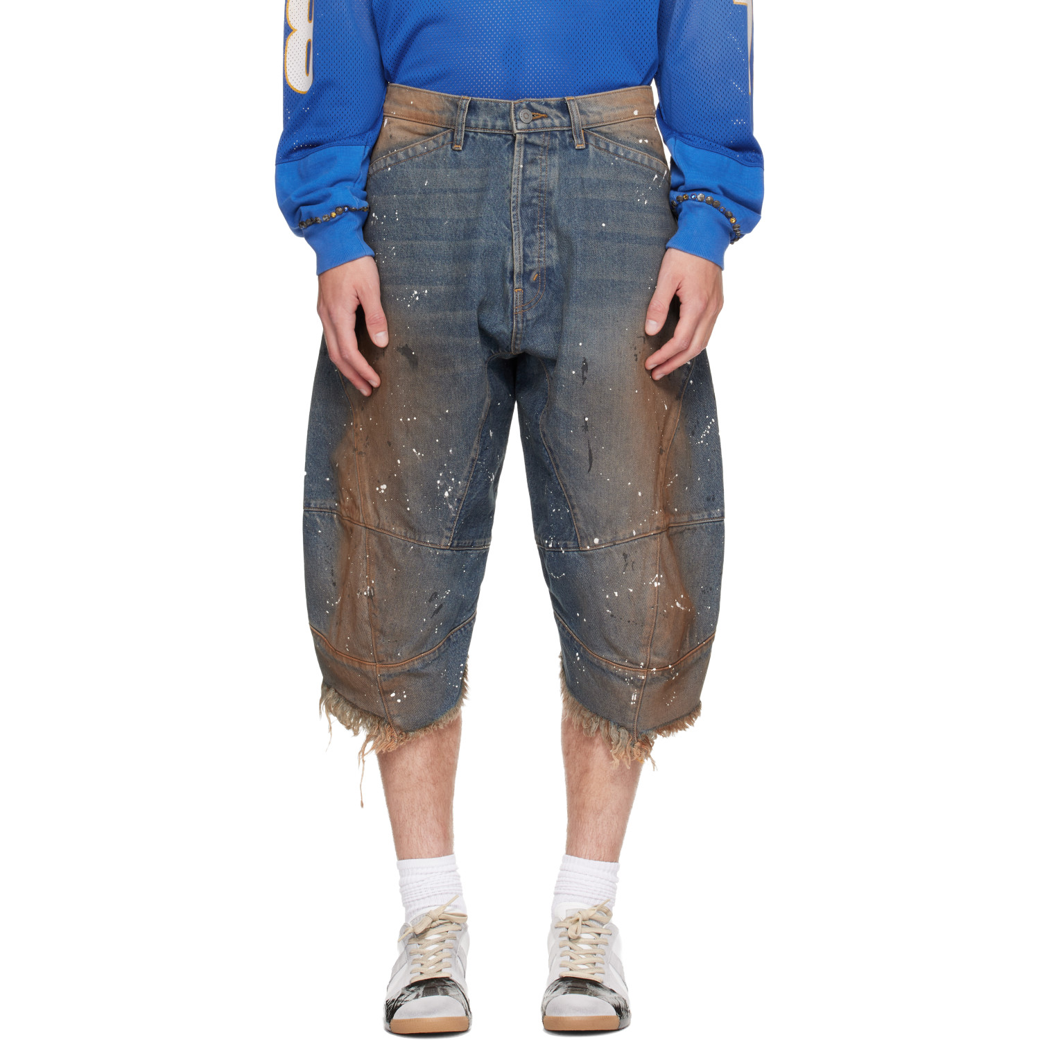 Satoshi Nakamoto Blue Acid Rain Denim Shorts