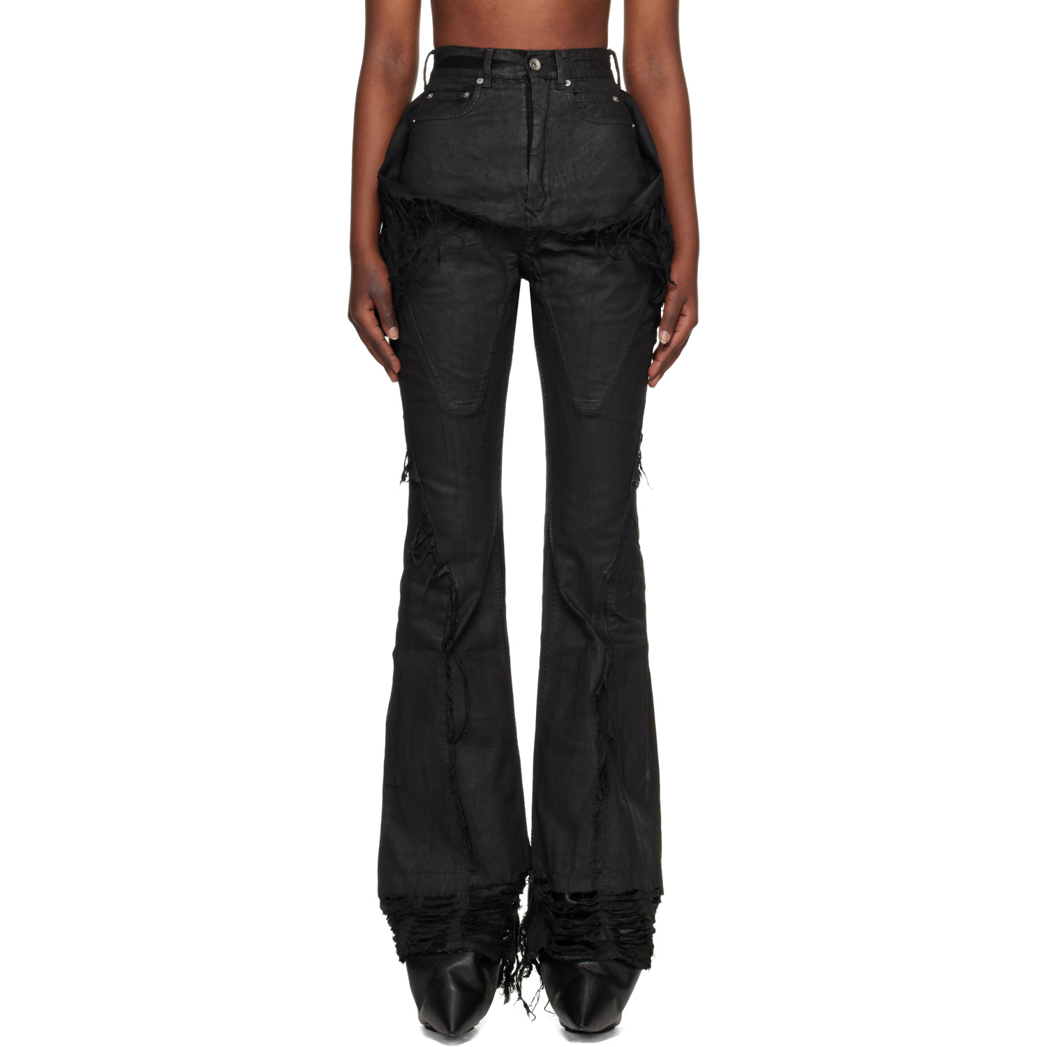 Rick Owens DRKSHDW Black Temple Slivered Bootcut Jeans