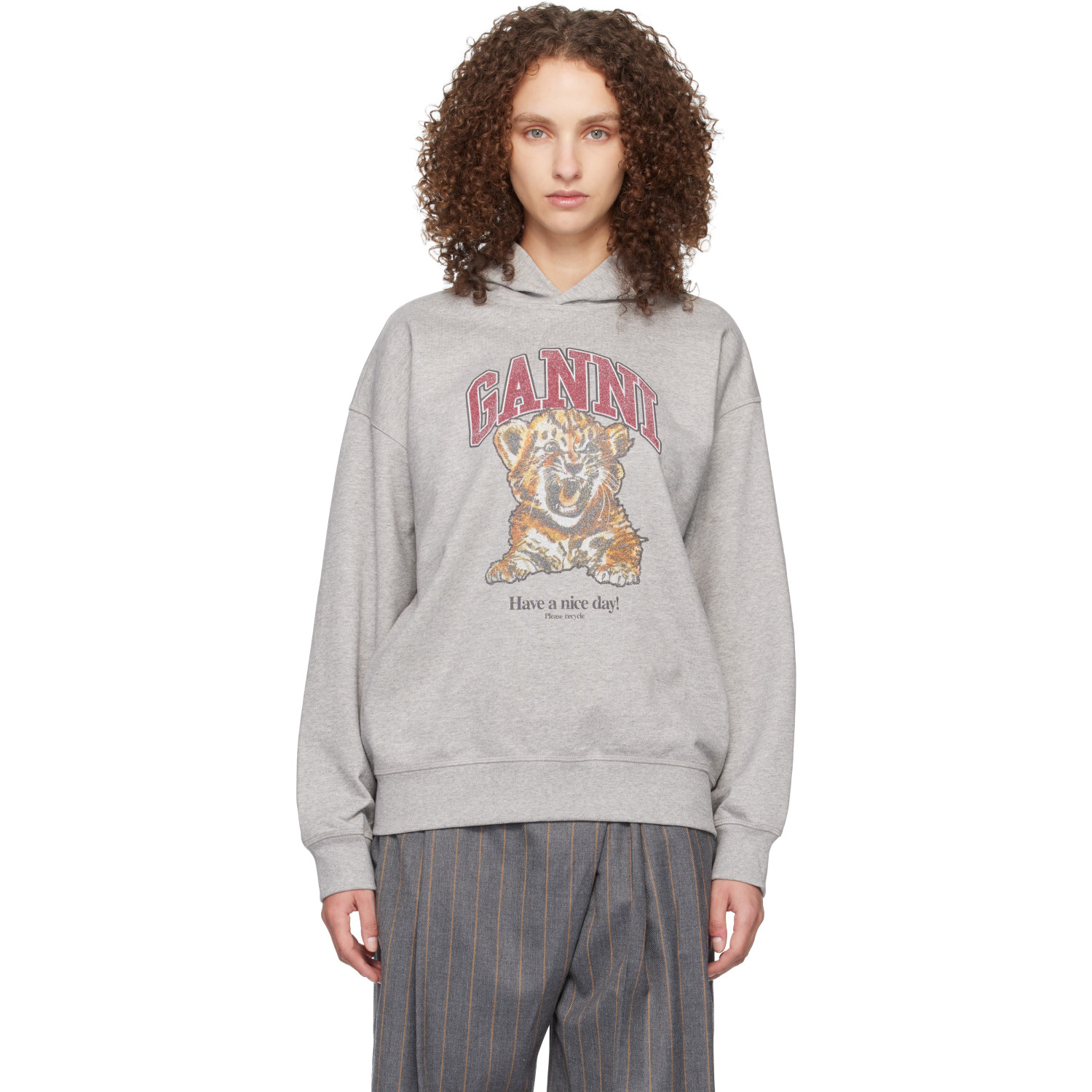 GANNI Gray Tiger Hoodie