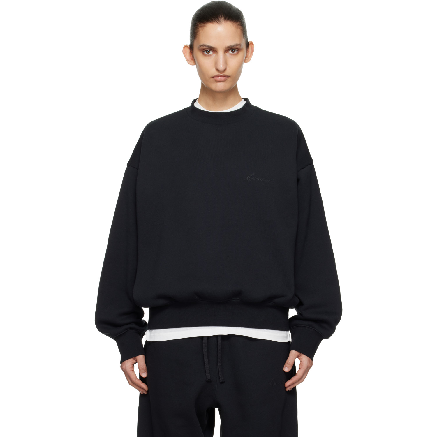 Fear of God ESSENTIALS Black Classic Crewneck Sweatshirt
