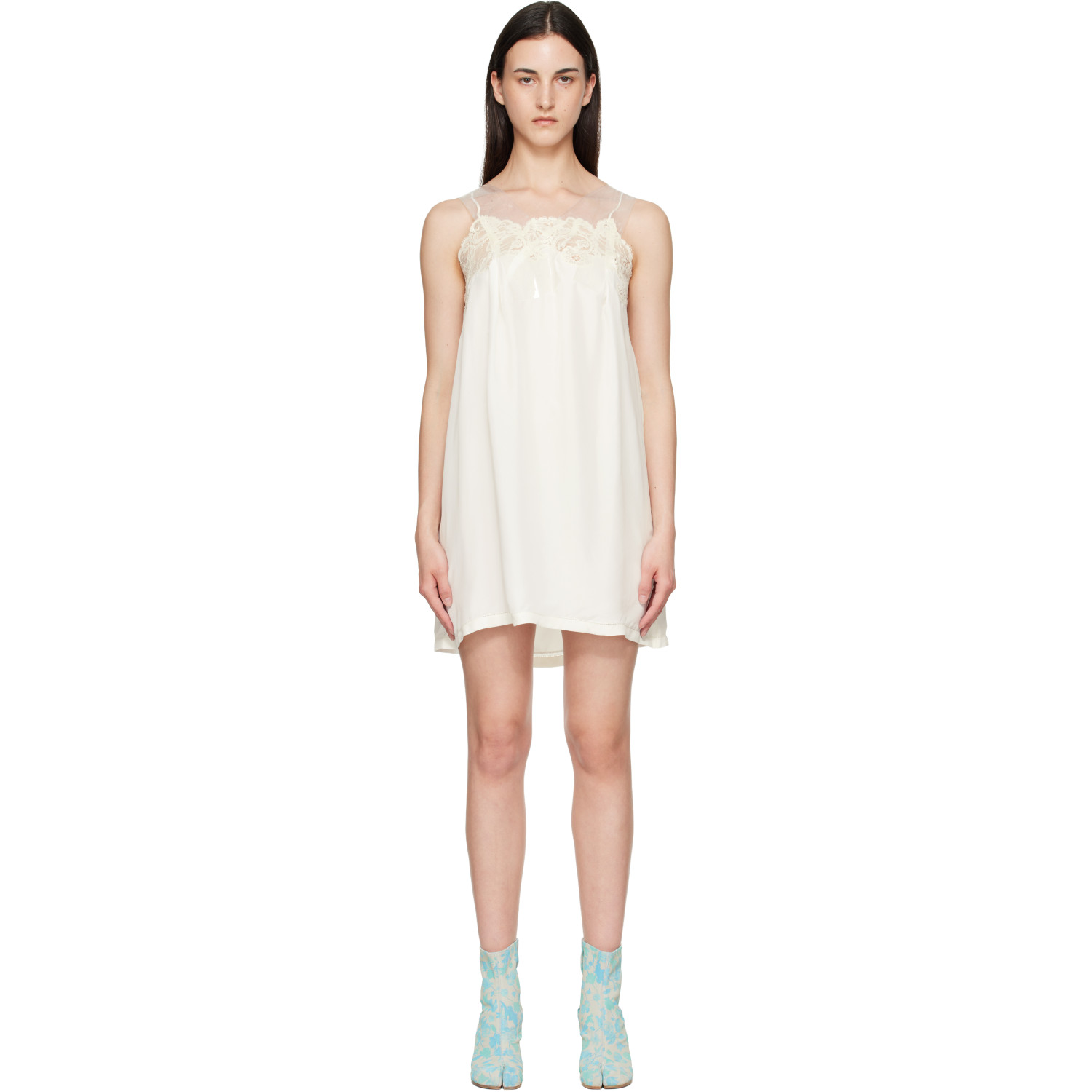 Maison Margiela Off-White Taped Slip Minidress