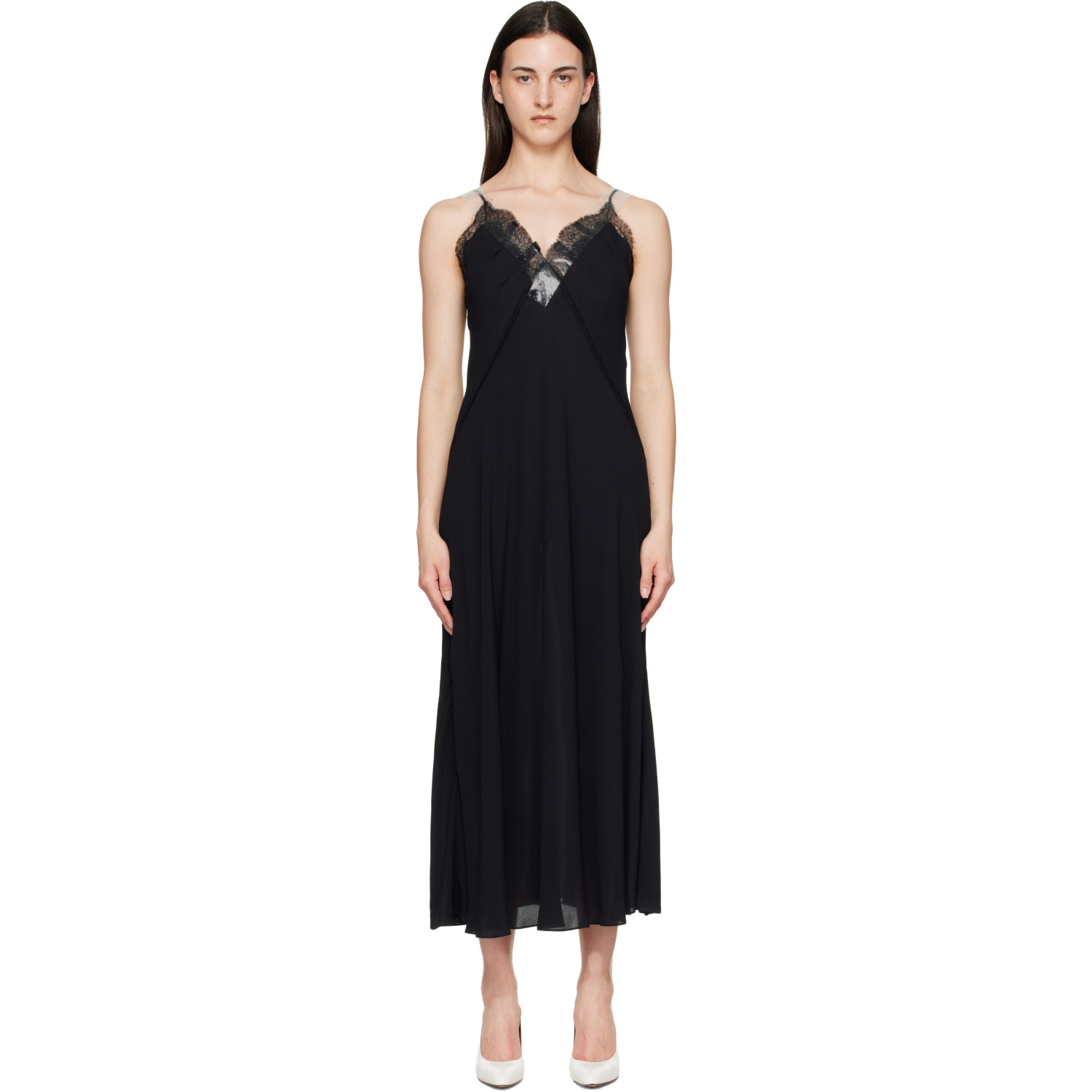 Maison Margiela Black Taped Slip Maxi Dress