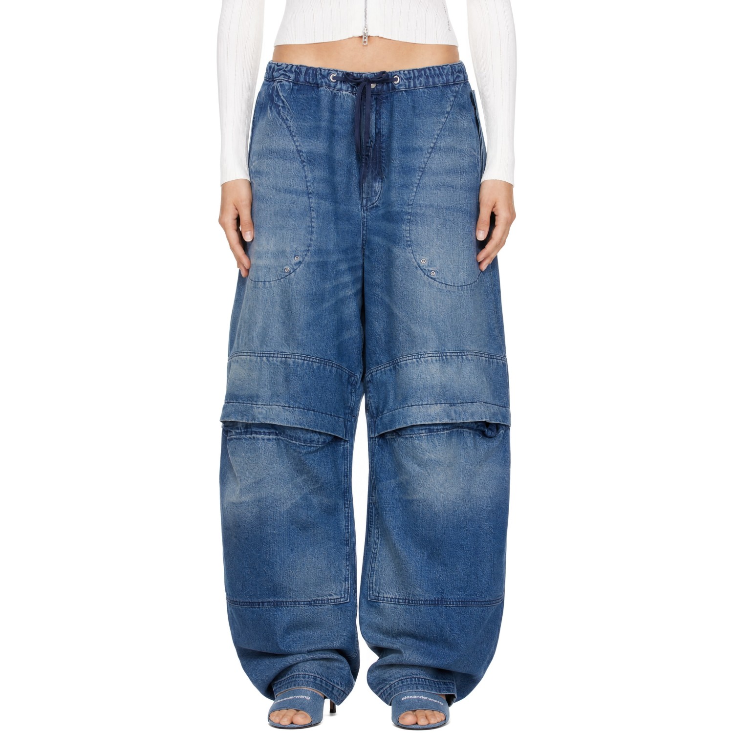 Alexander Wang Blue Loose Low Rise Oversized Cargo Jeans