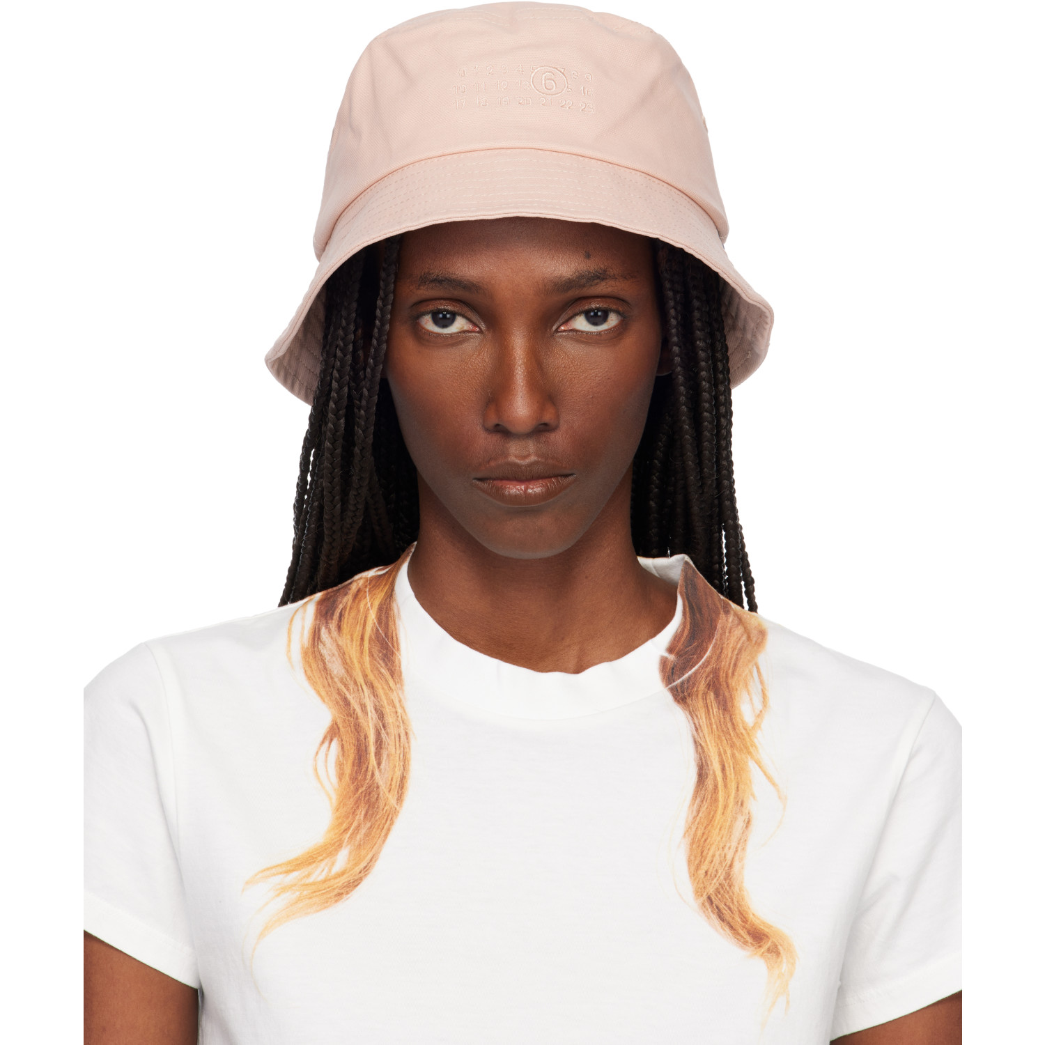 MM6 Maison Margiela Pink Cotton Canvas Bucket Hat