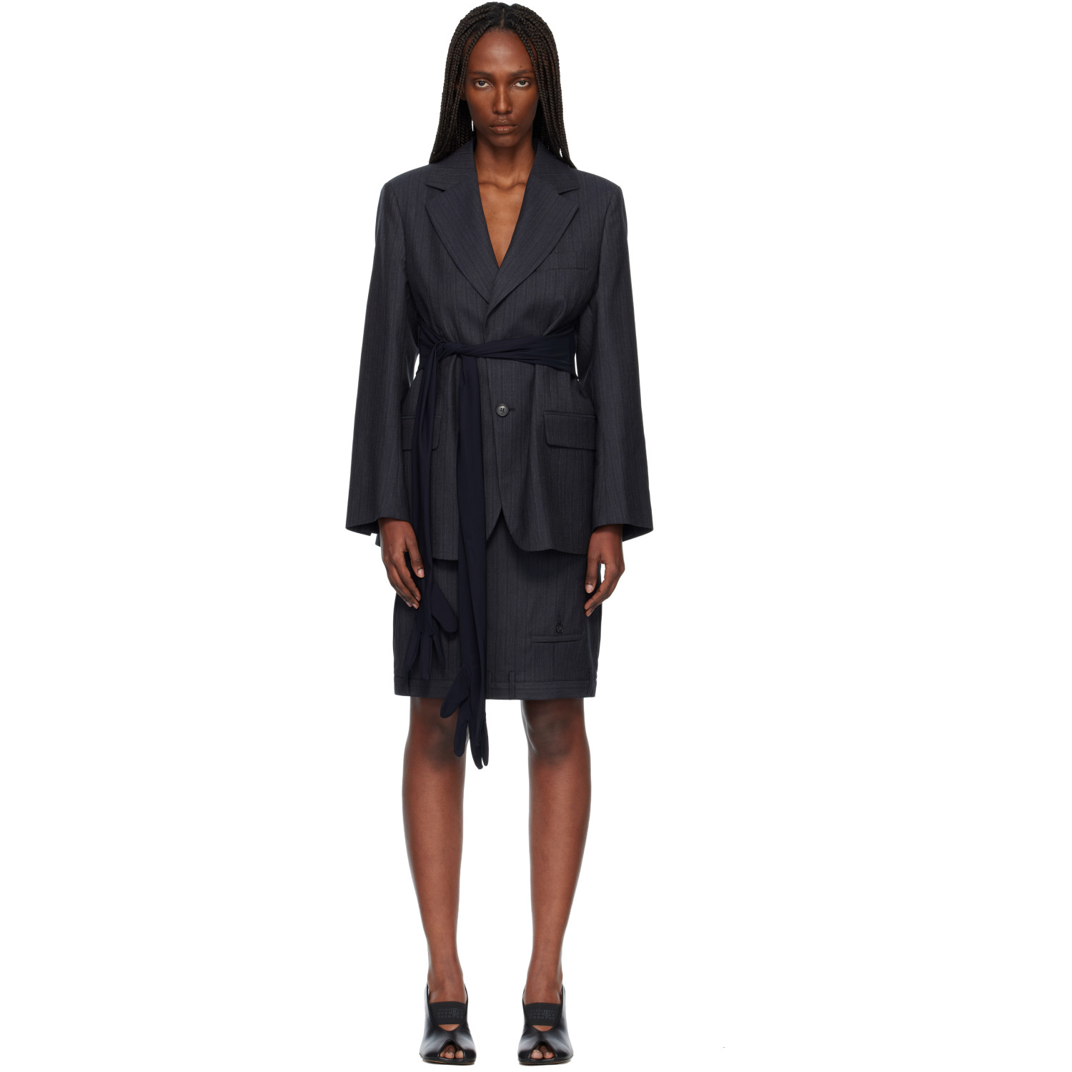 MM6 Maison Margiela Black Wool-Blend Gloves Blazer