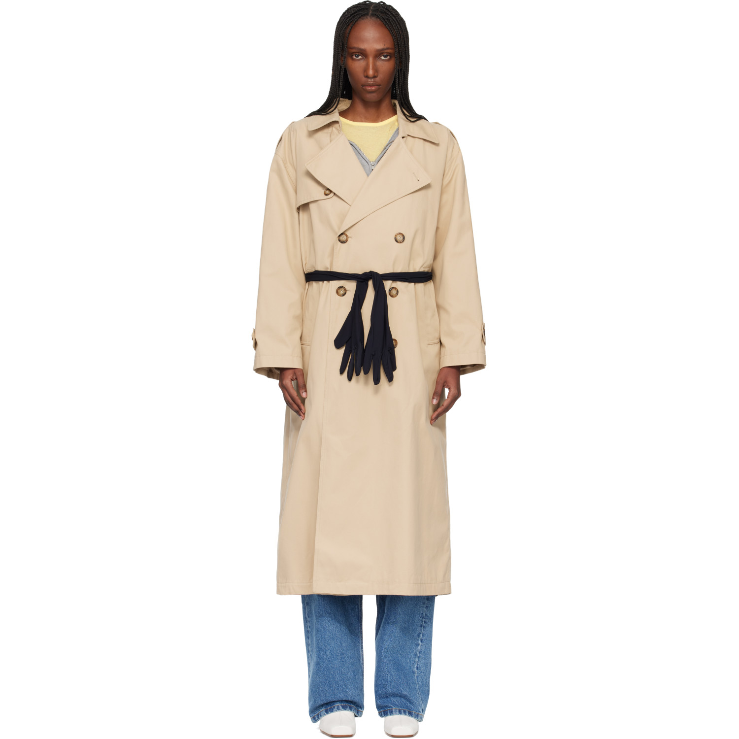 MM6 Maison Margiela Beige Gloves Cotton Trench Coat