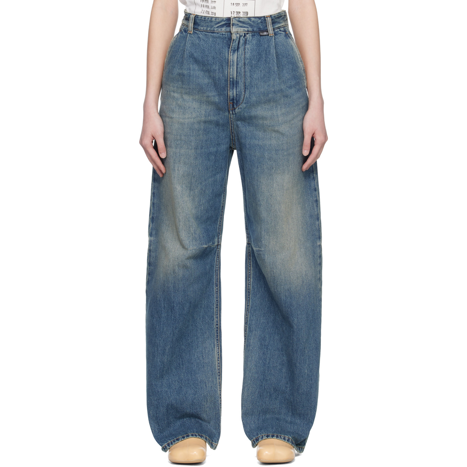 MM6 Maison Margiela Blue Wide-Leg Jeans