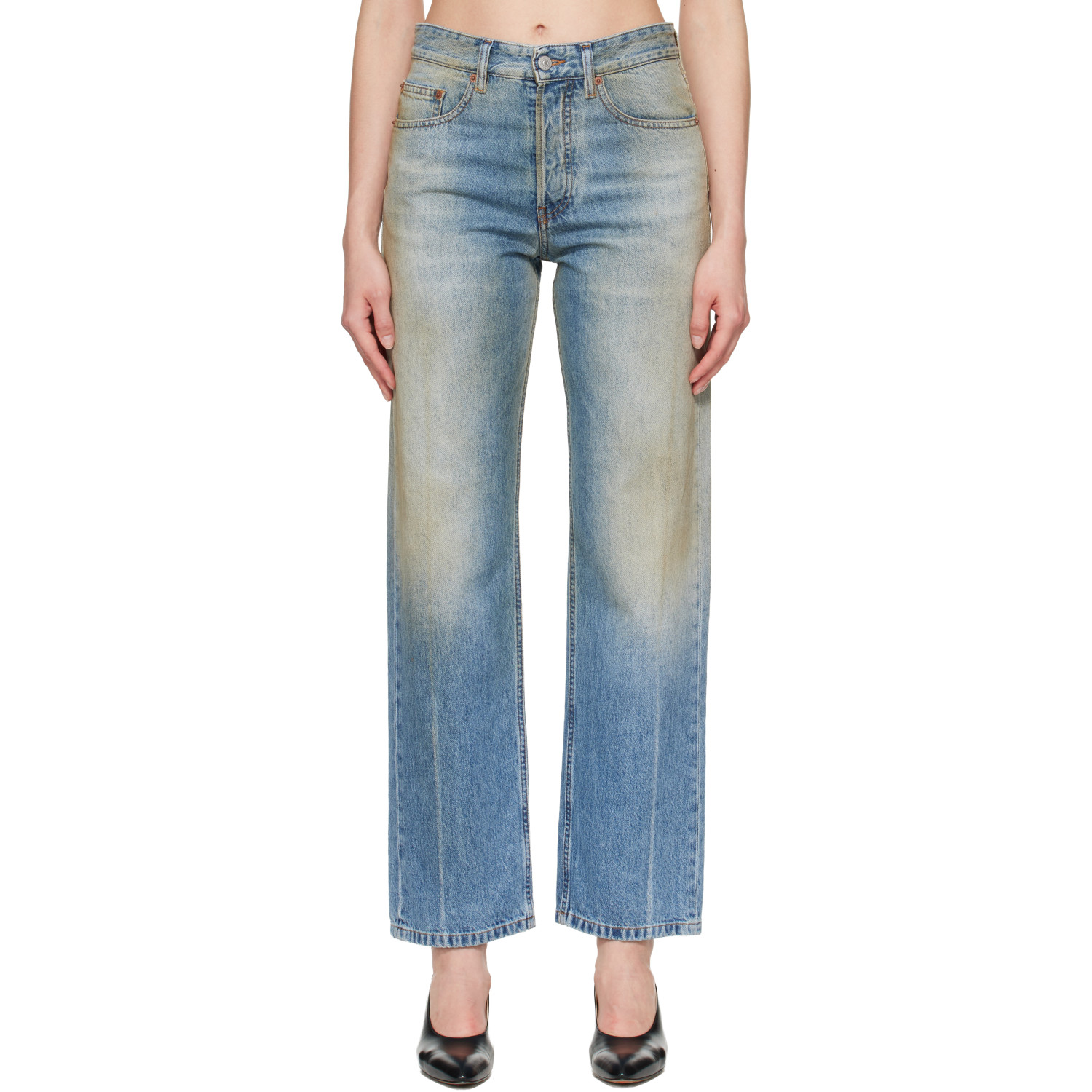 MM6 Maison Margiela Blue Straight-Leg Jeans