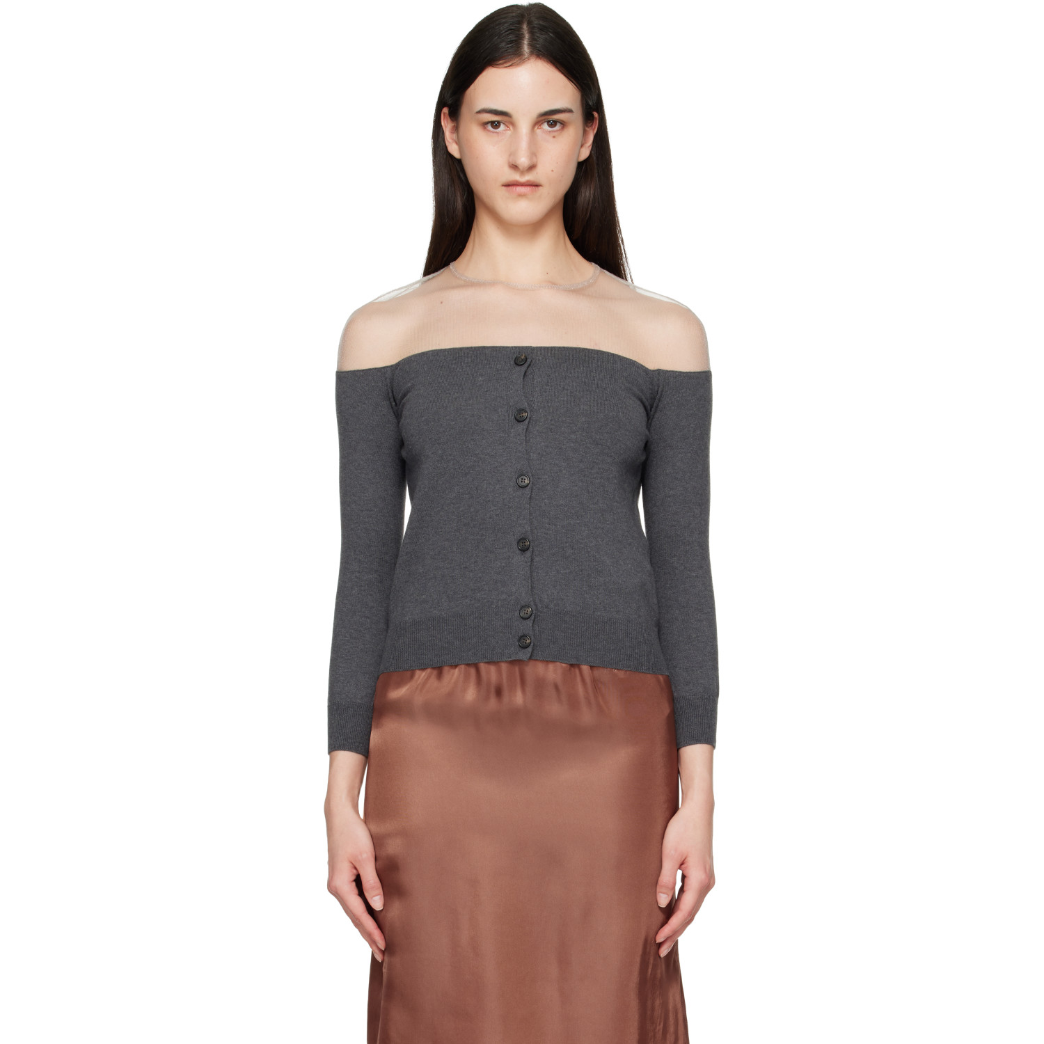 MM6 Maison Margiela Gray Knit Cardigan