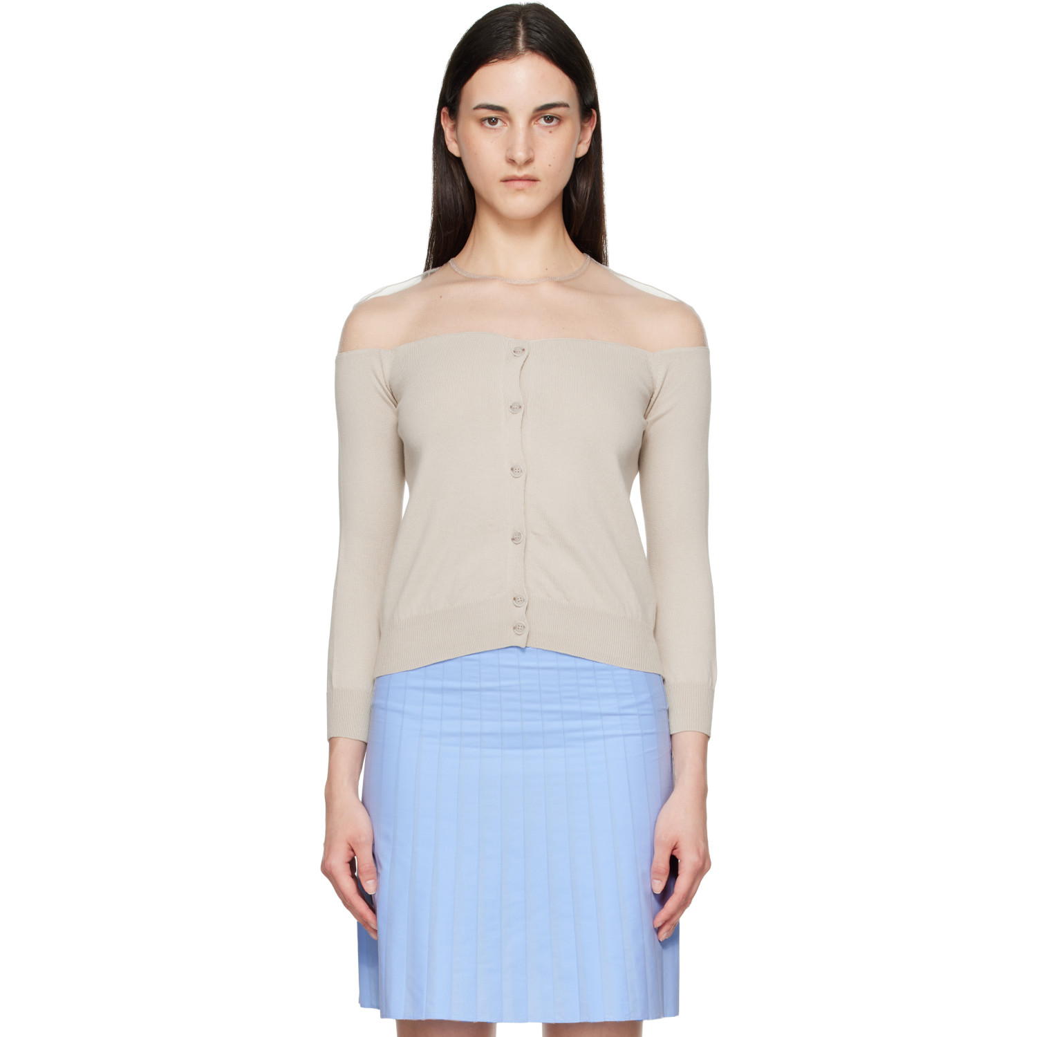 MM6 Maison Margiela Beige Knit Cardigan