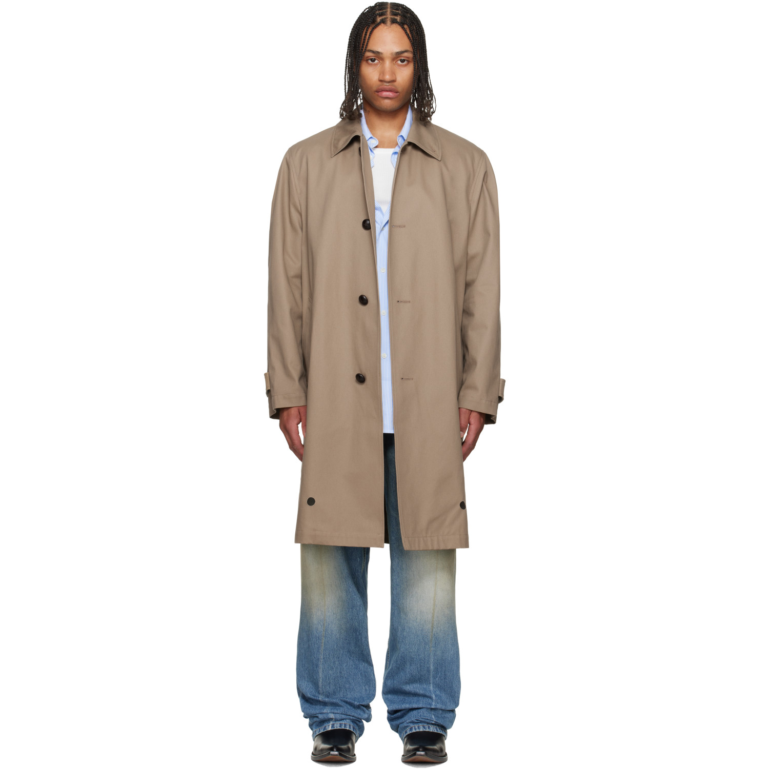 MM6 Maison Margiela Beige Single-Breasted Utility Coat