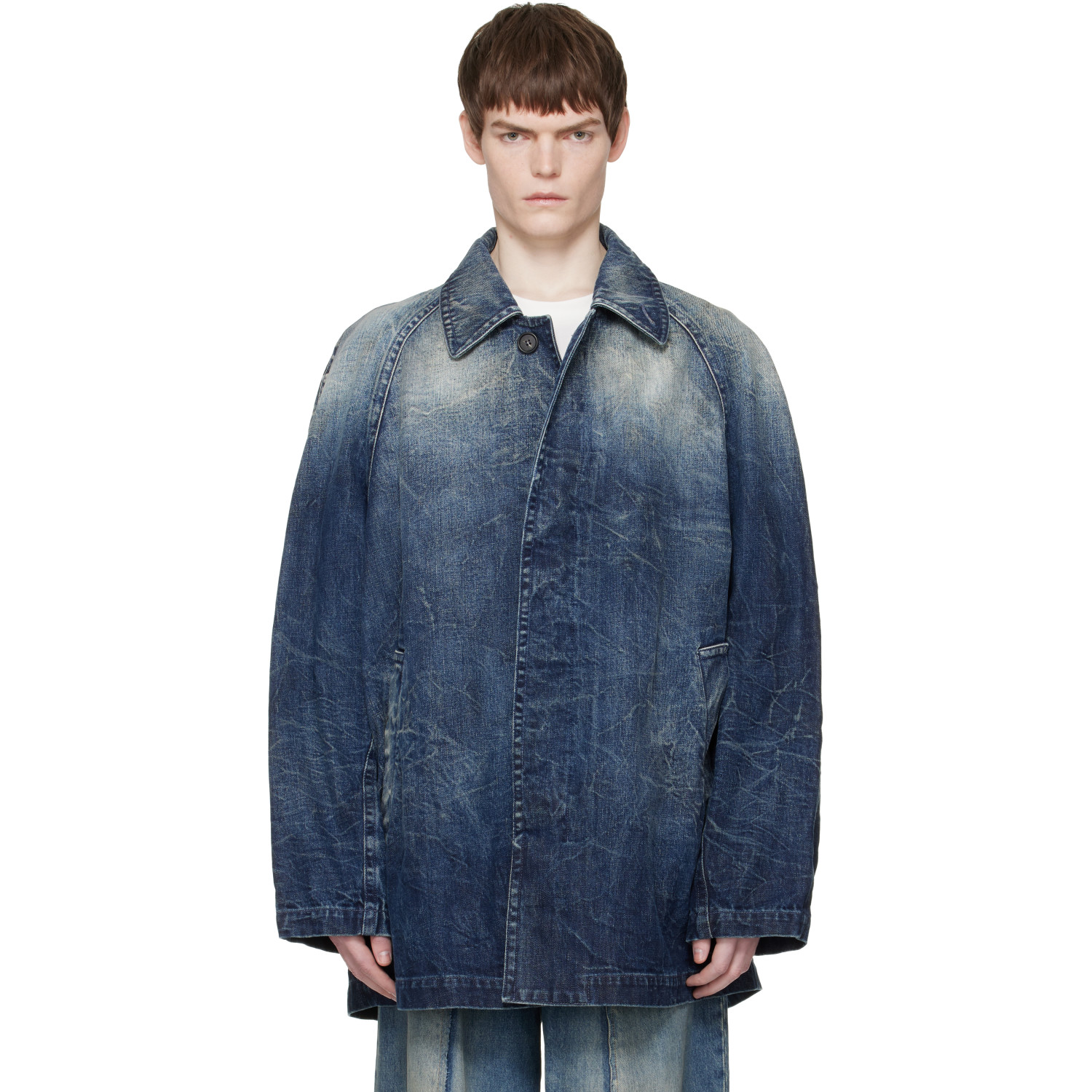 MM6 Maison Margiela Blue Faded Denim Coat