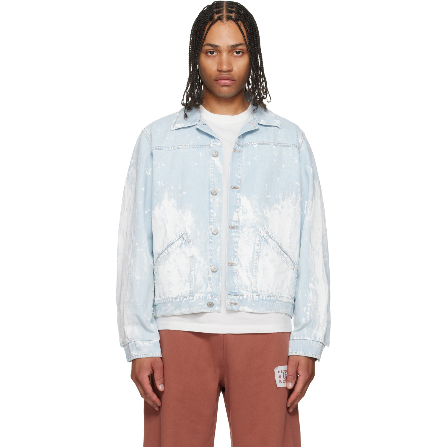 MM6 Maison Margiela Blue Paint Splatter Denim Jacket