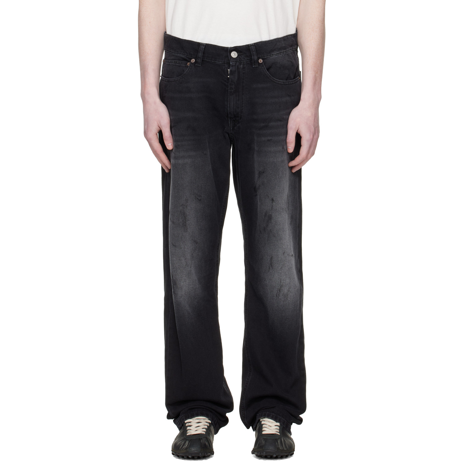 MM6 Maison Margiela Black Straight-Leg Jeans