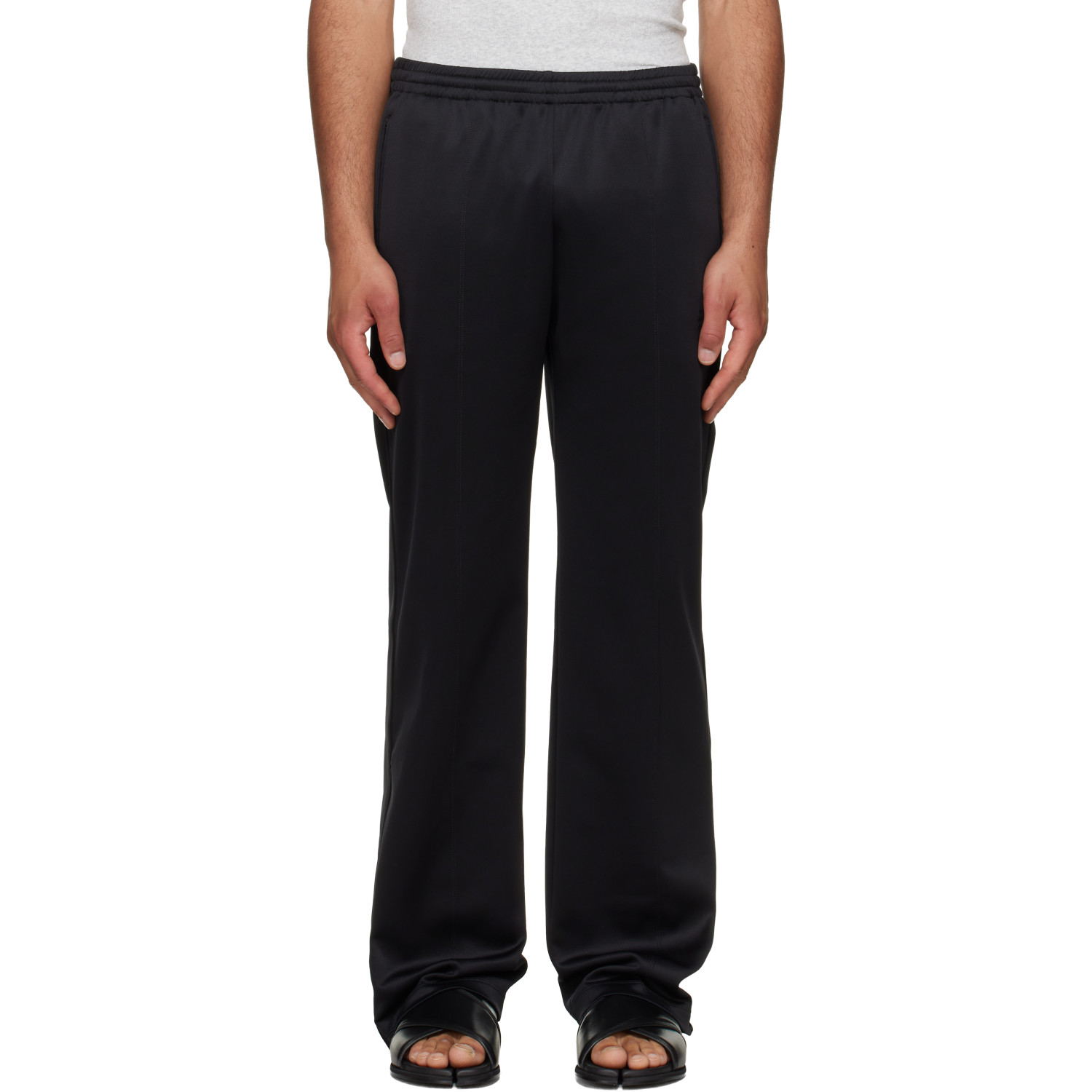 MM6 Maison Margiela Black Embroidered Logo Trousers