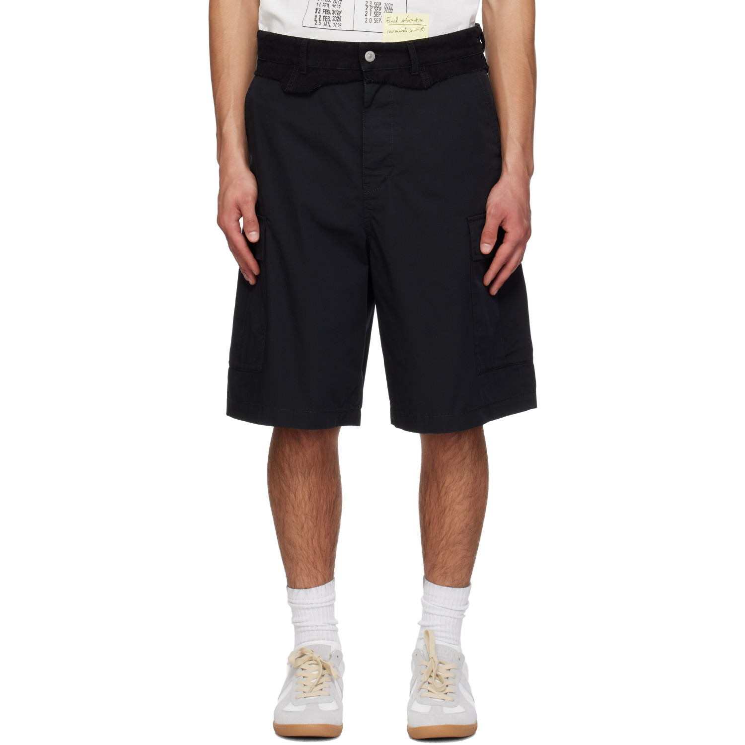 MM6 Maison Margiela Black Raw Edge Cargo Shorts