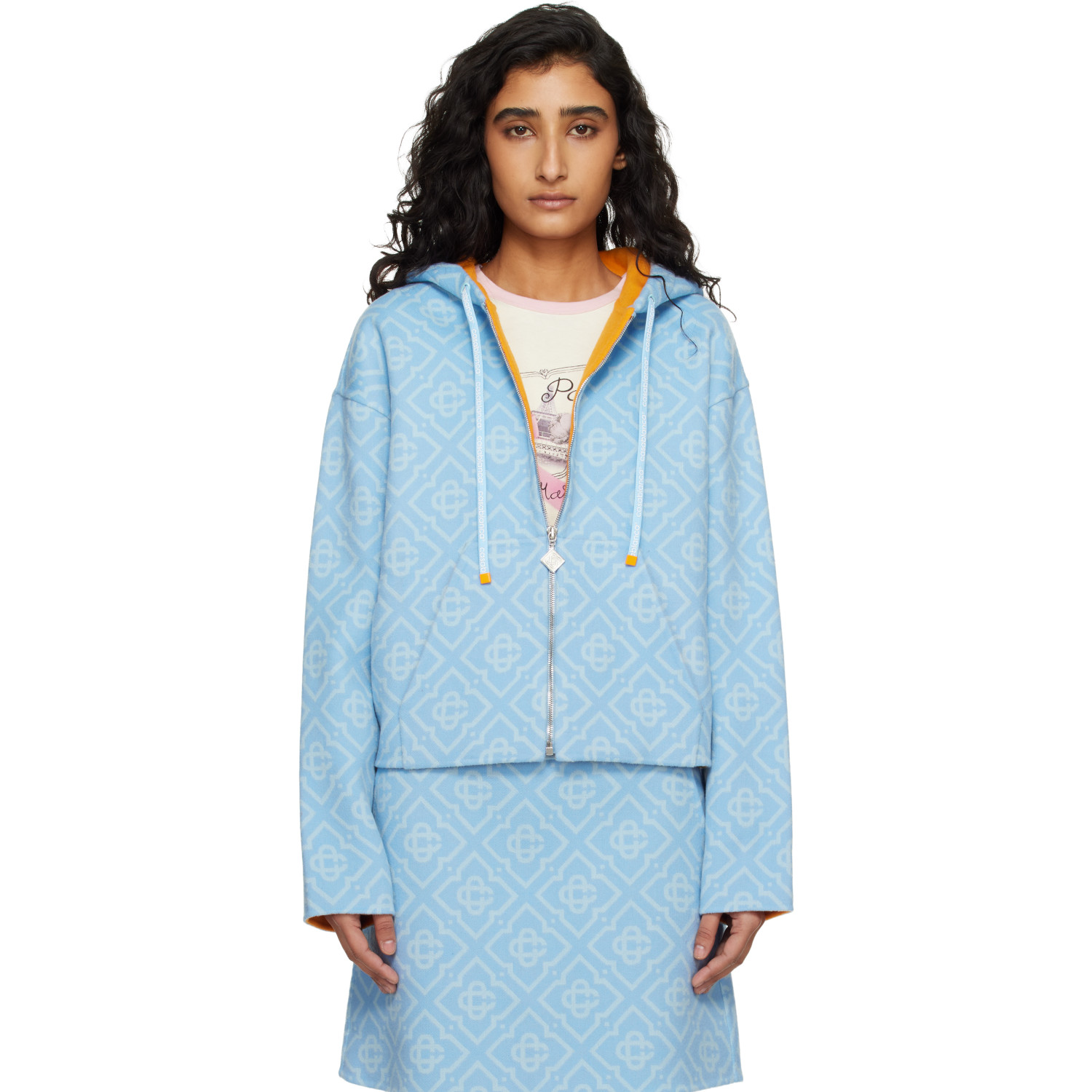Casablanca Blue Double Faced Wool Hoodie
