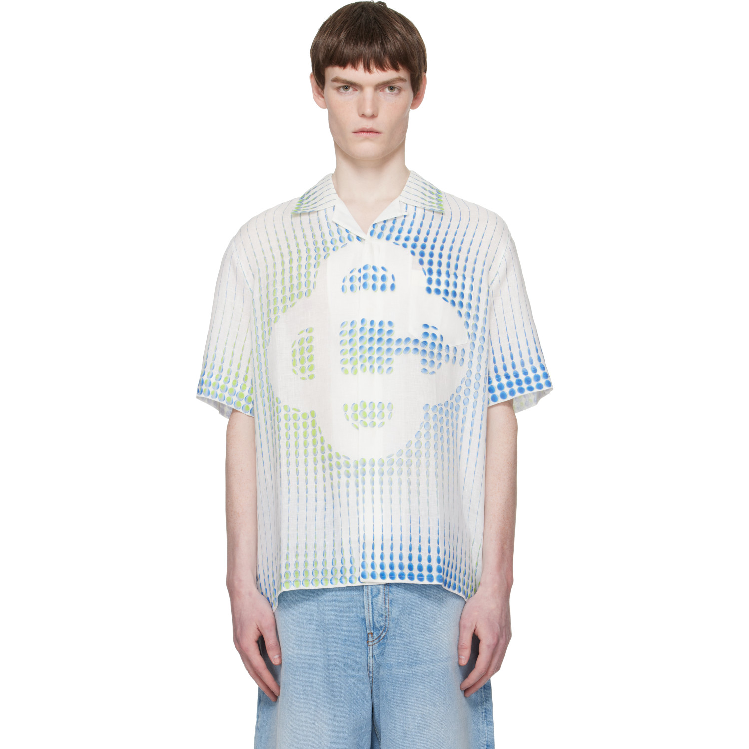 Casablanca White Pills Cuban Collar Short Sleeve Shirt