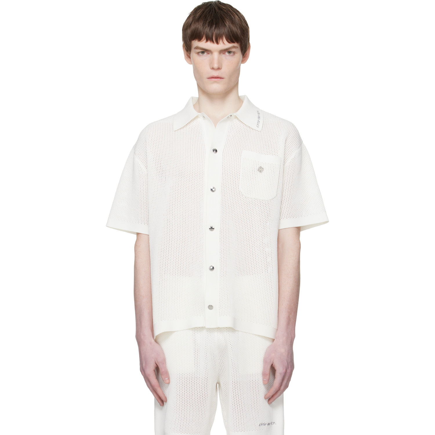 Casablanca Off-White Short Sleeve Mesh Shirt