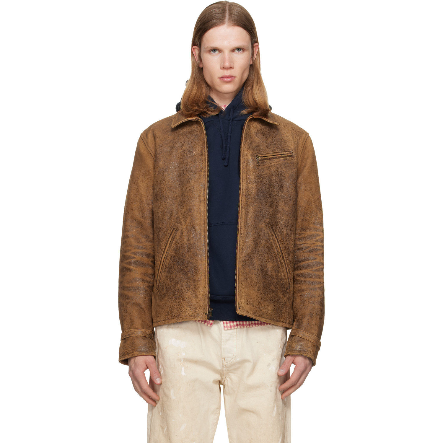 Polo Ralph Lauren Brown Leather Bomber Jacket