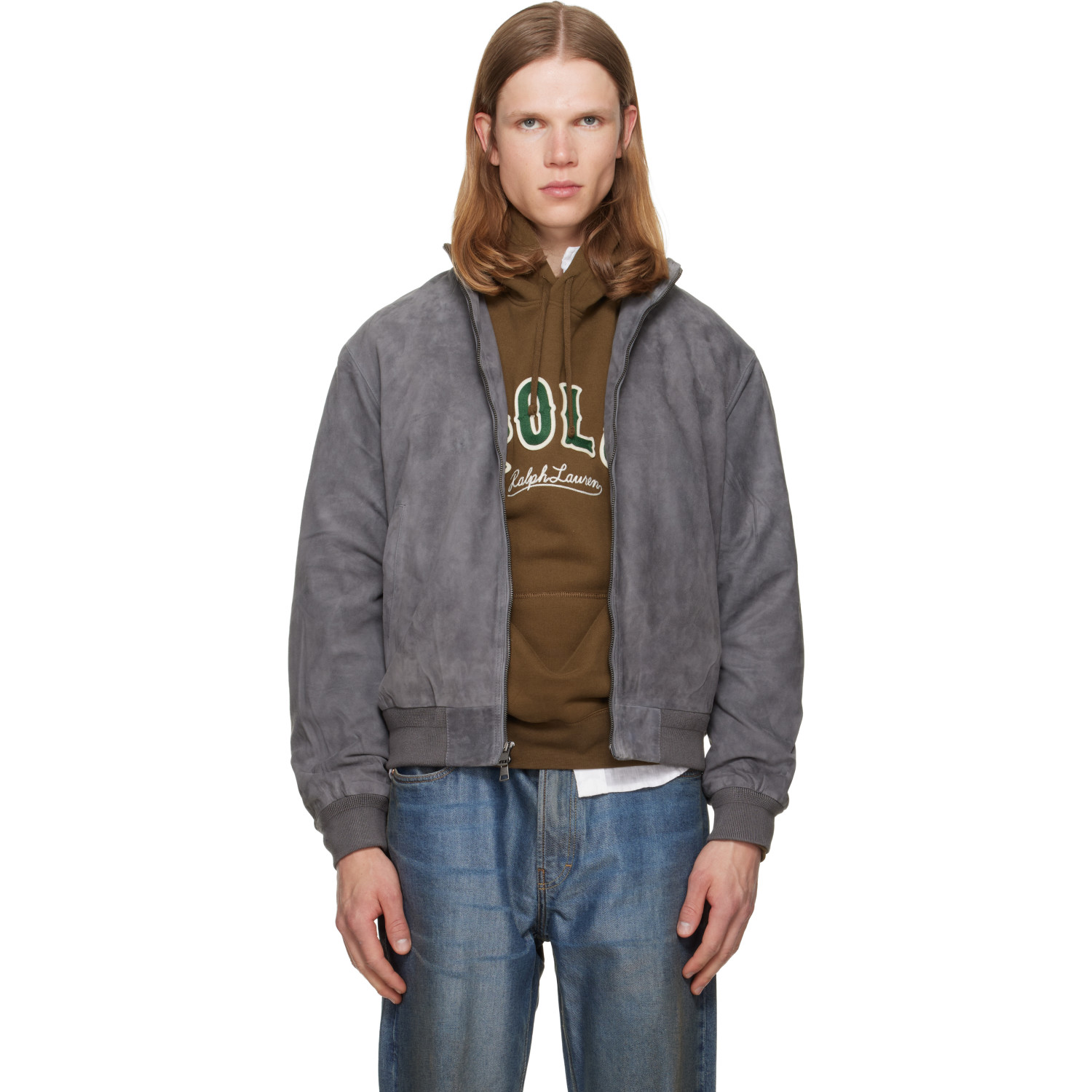 Polo Ralph Lauren Gray 'The Charleton' Suede Jacket