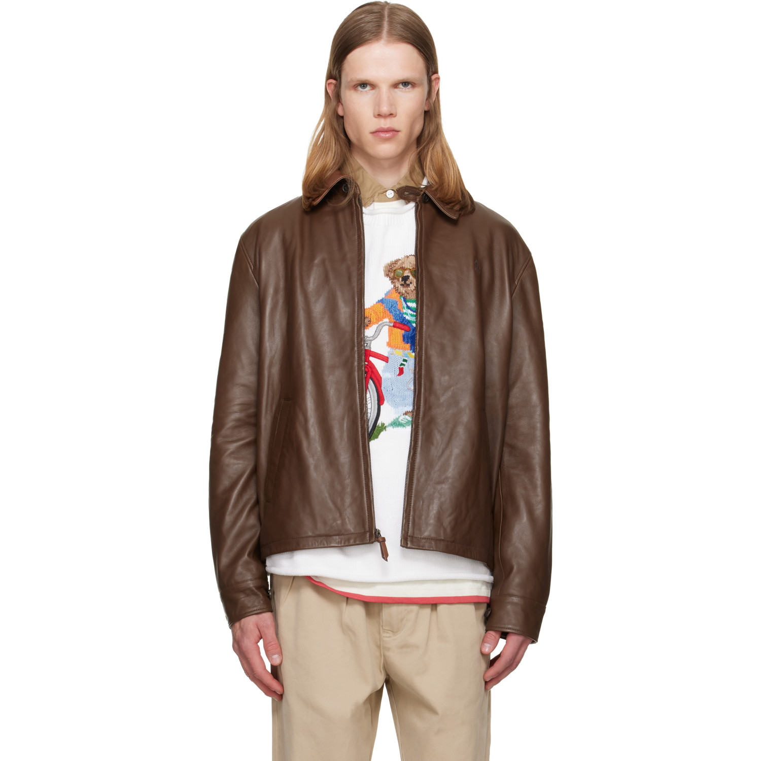Polo Ralph Lauren Brown 'The Bayville' Leather Jacket