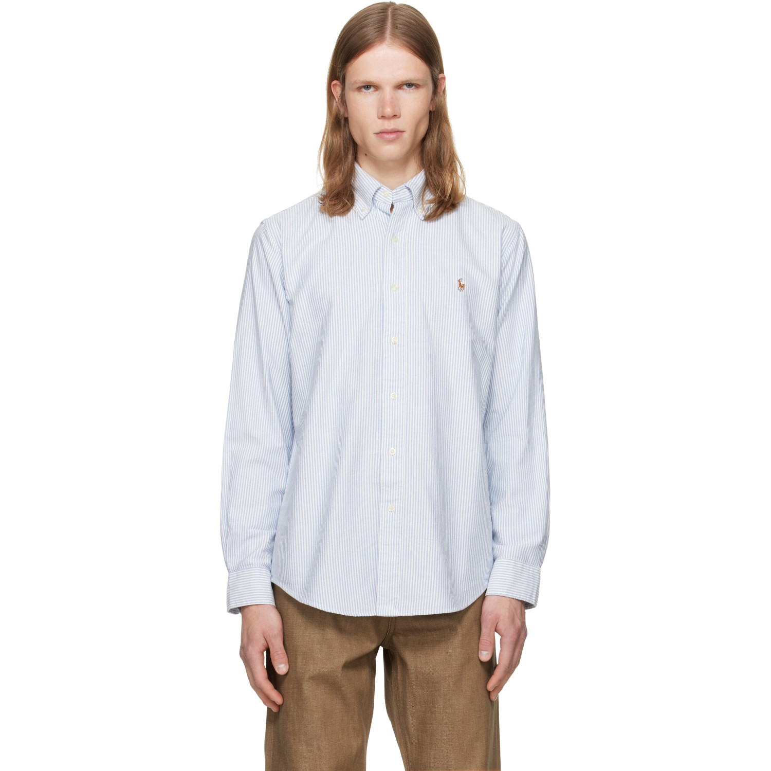 Polo Ralph Lauren Navy & White Striped Oxford Shirt