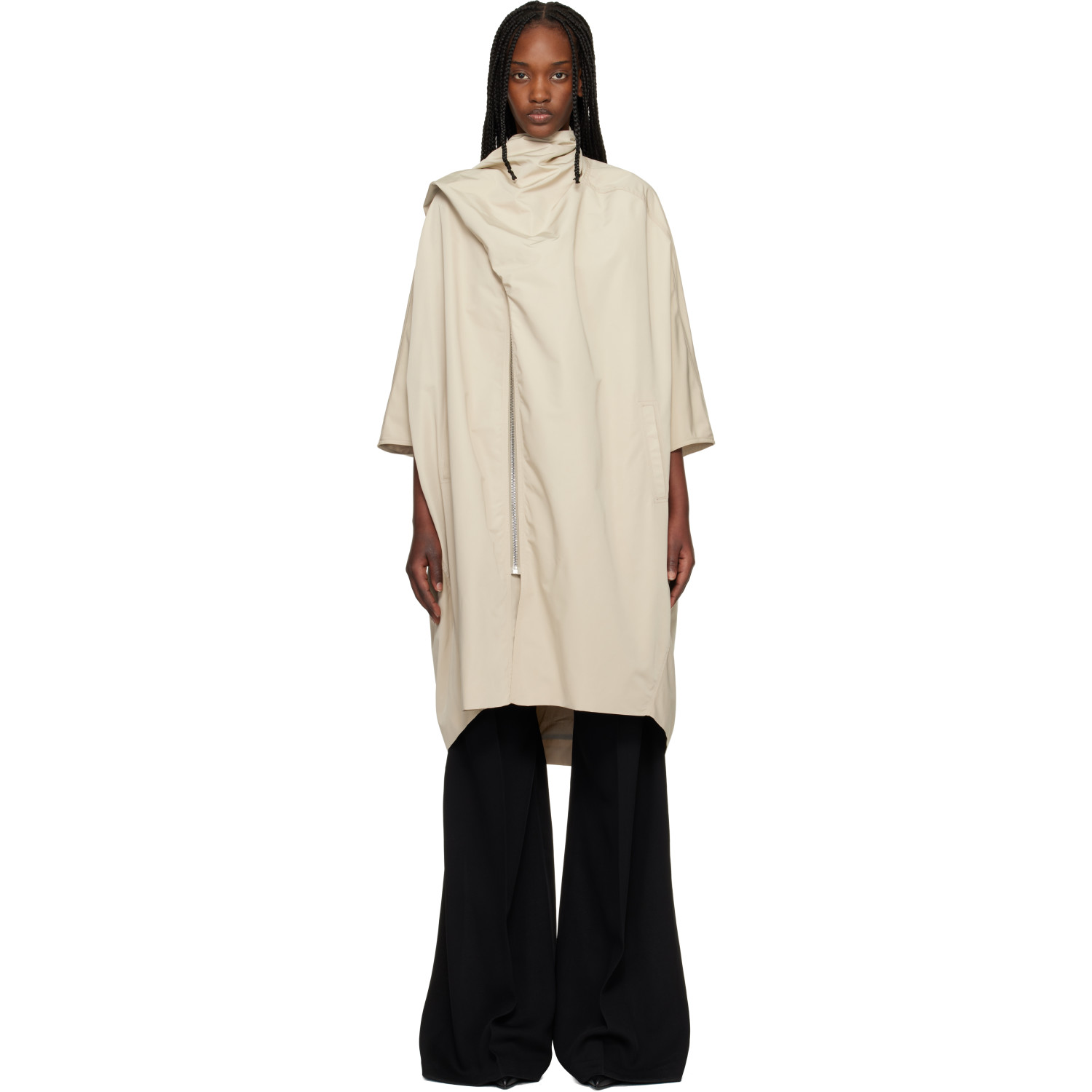 Rick Owens Off-White Temple Sail Biker Coat
