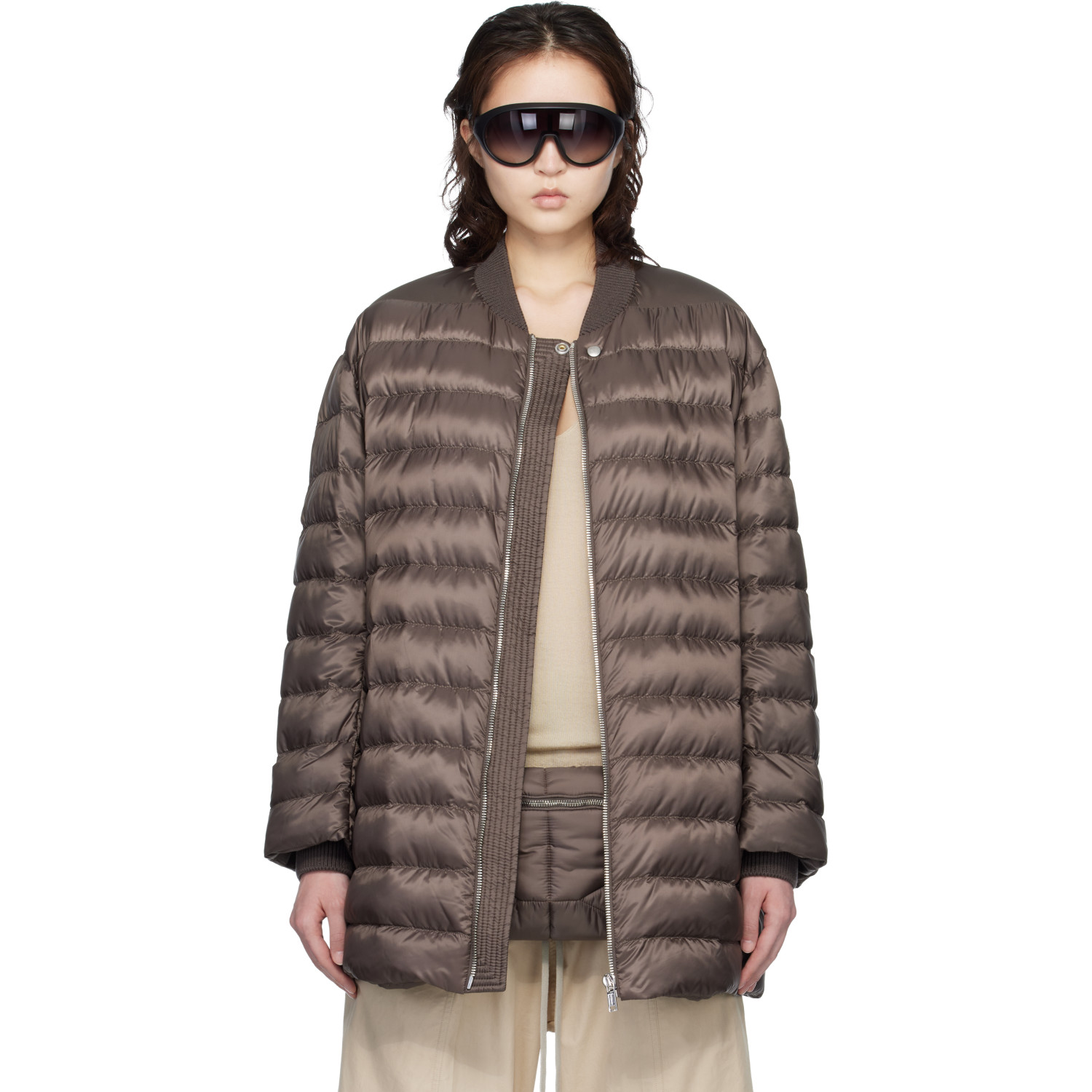 Rick Owens Moncler + Rick Owens Brown Flight Down Jacket