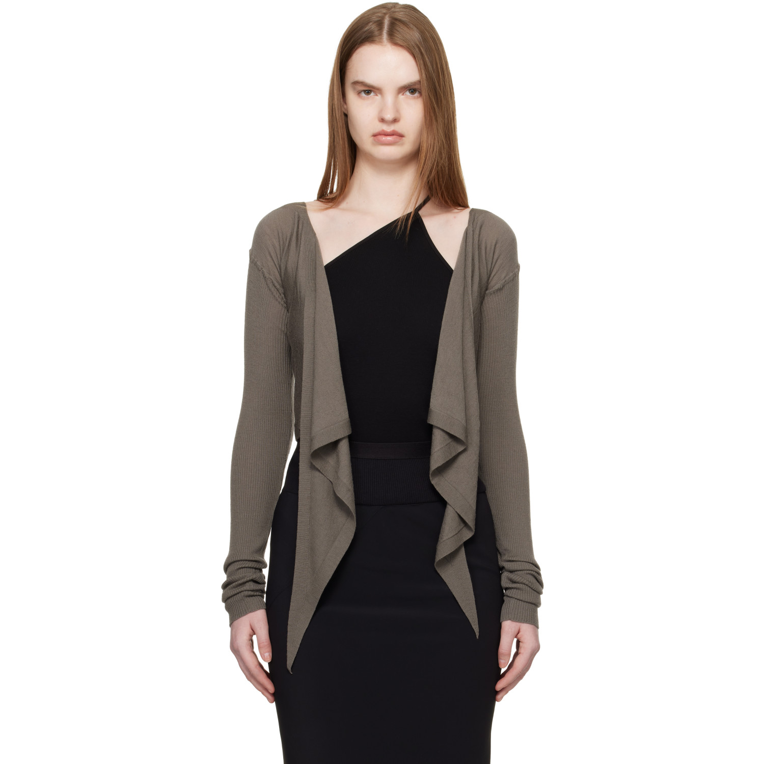 Rick Owens Gray Temple Crop Wrap Top