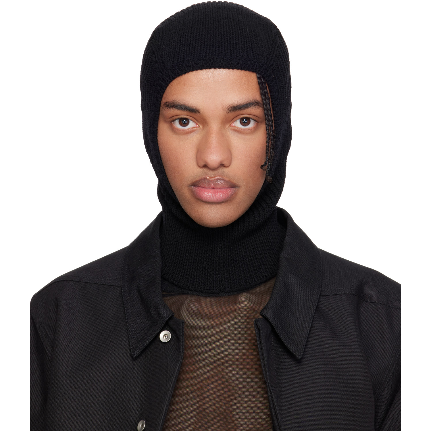 Rick Owens Black Temple Heavy Wool Sphinx Skull Balaclava