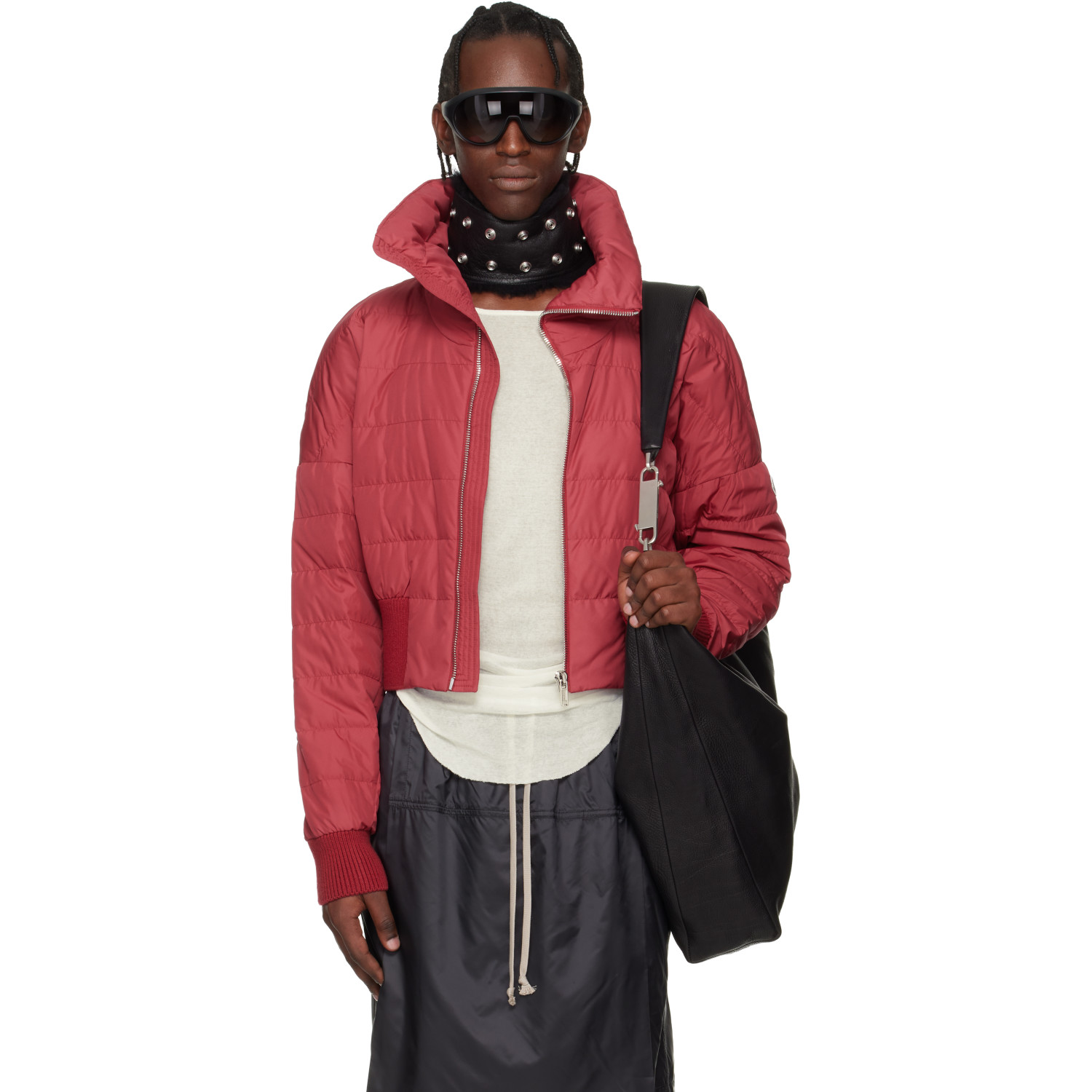 Rick Owens Moncler + Rick Owens Red Cropped Down Jacket