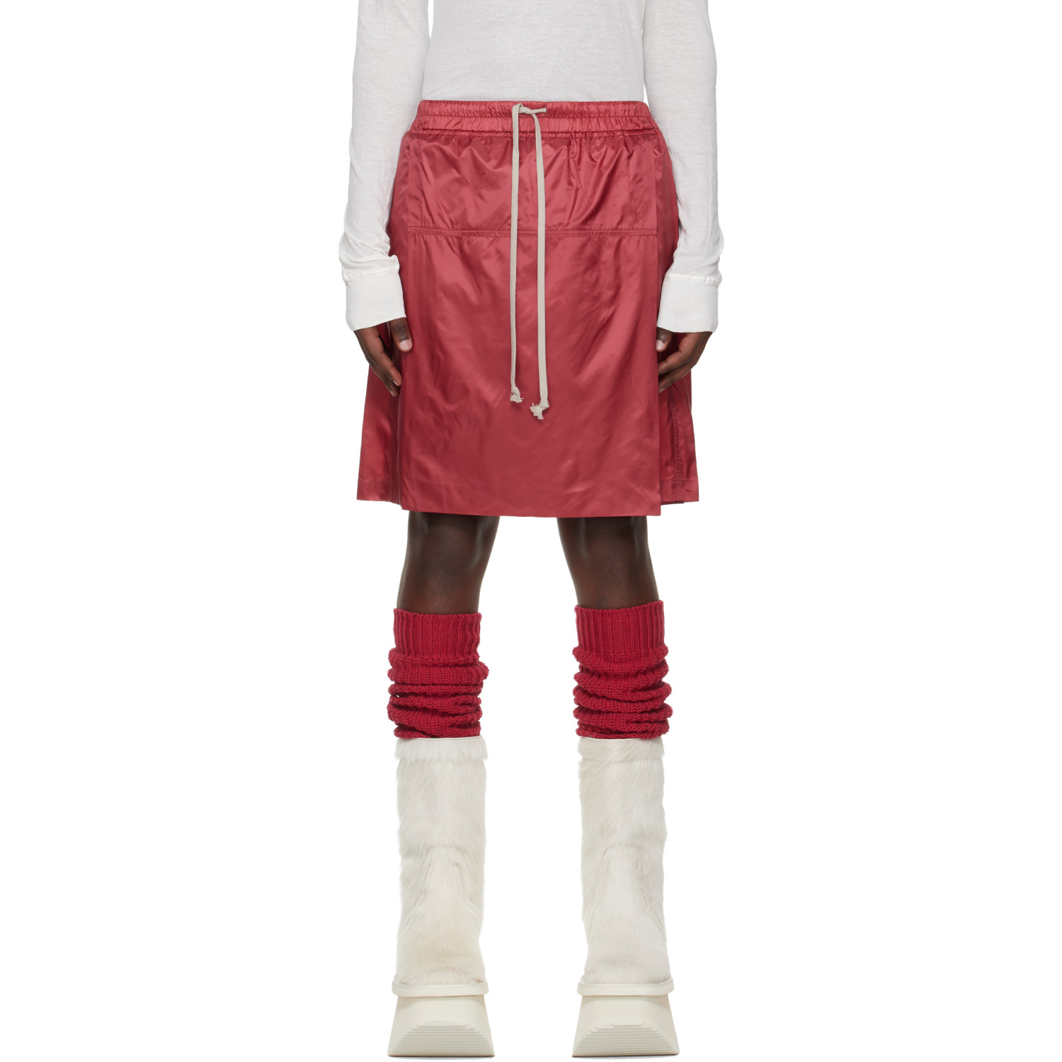 Rick Owens Moncler + Rick Owens Red Kilt Shorts