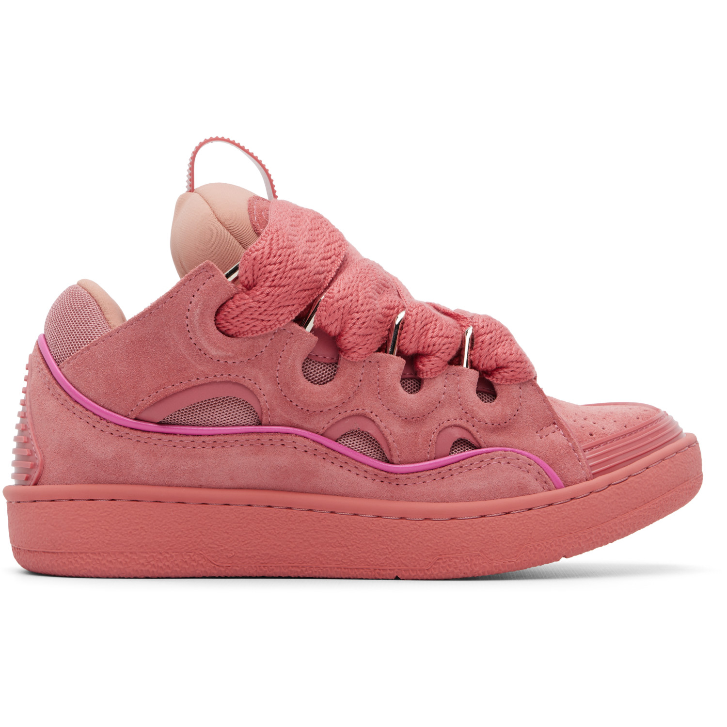 Lanvin Pink Monochrome Suede Curb Sneakers