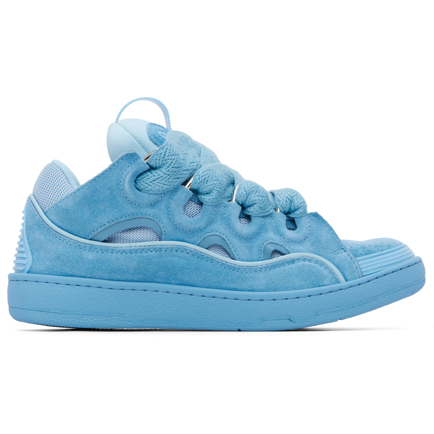 Lanvin Blue Curb Monochrome Suede Sneakers