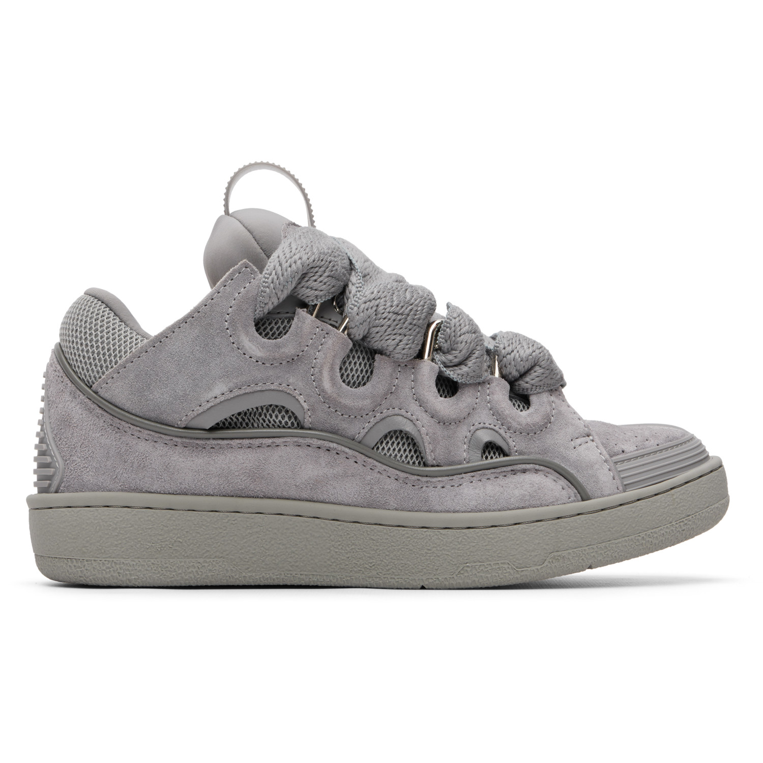 Lanvin Gray Monochrome Suede Curb Sneakers