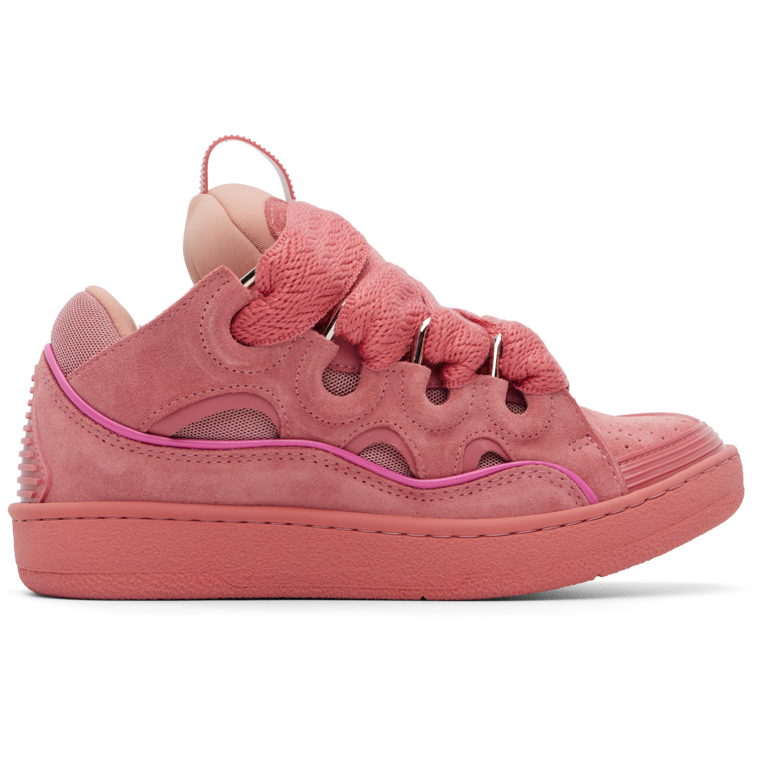 Lanvin Pink Monochrome Suede Curb Sneakers