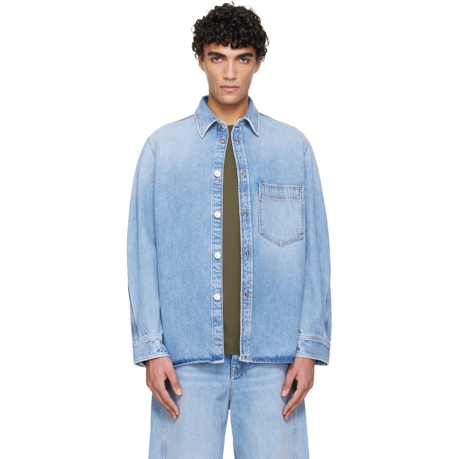 Givenchy Blue Faded Denim Overshirt